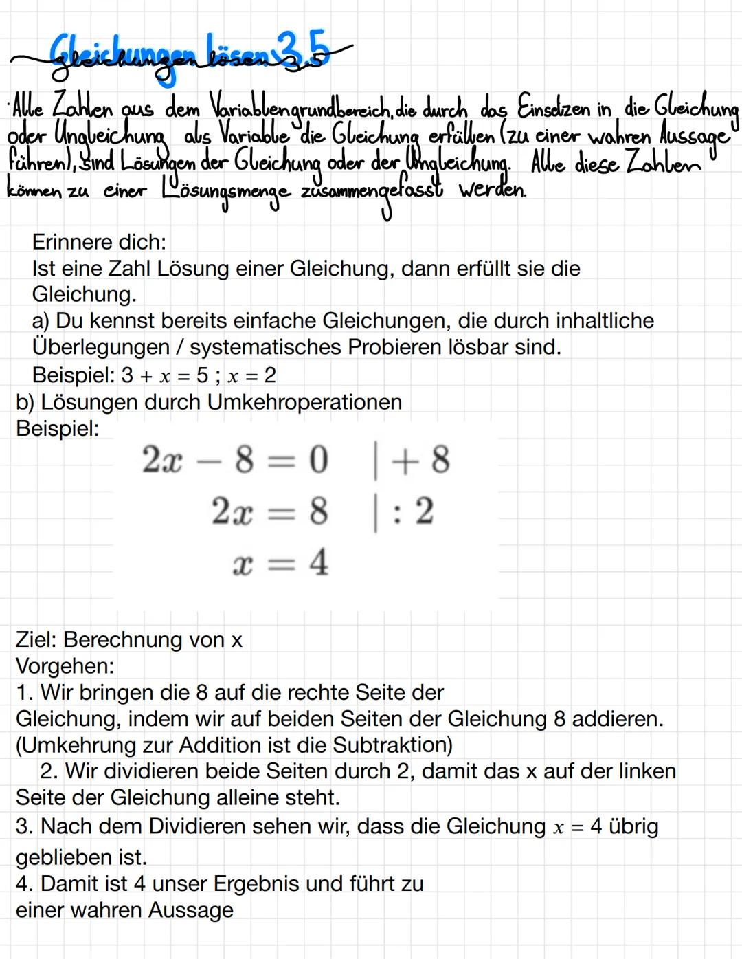 3.
GLEICHUNGEN &
UNGLEICHUNGEN
Grundwissen 3.1
Varille 244
Eine Variable ist ein Platzhalter oder eine Leerstelle, in die man Zahlen oder
Gr