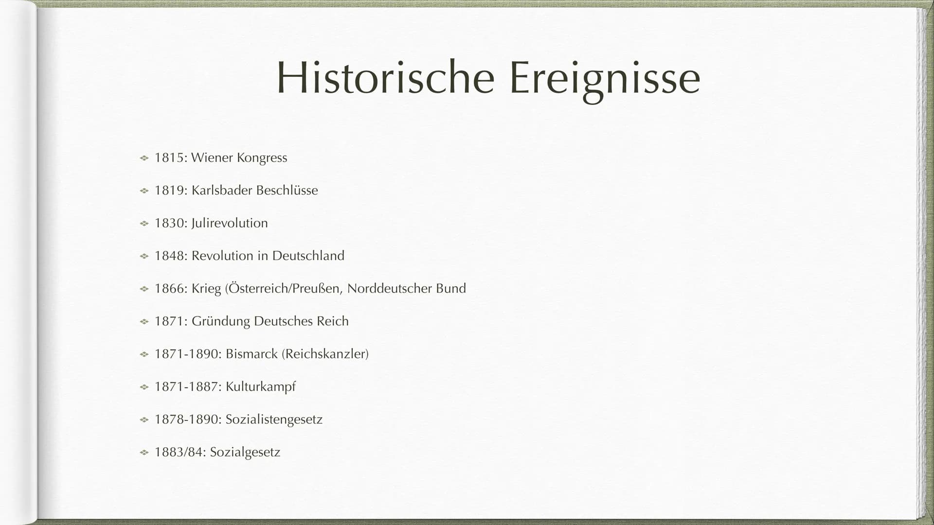 Biedermeier, Vormärz,
Realismus
1815-1900 → Historische Ereignisse
✰
Biedermeier
Vormärz
Realismus
Wichtige Personen
Werke
✰ Quellen
Inhalt 
