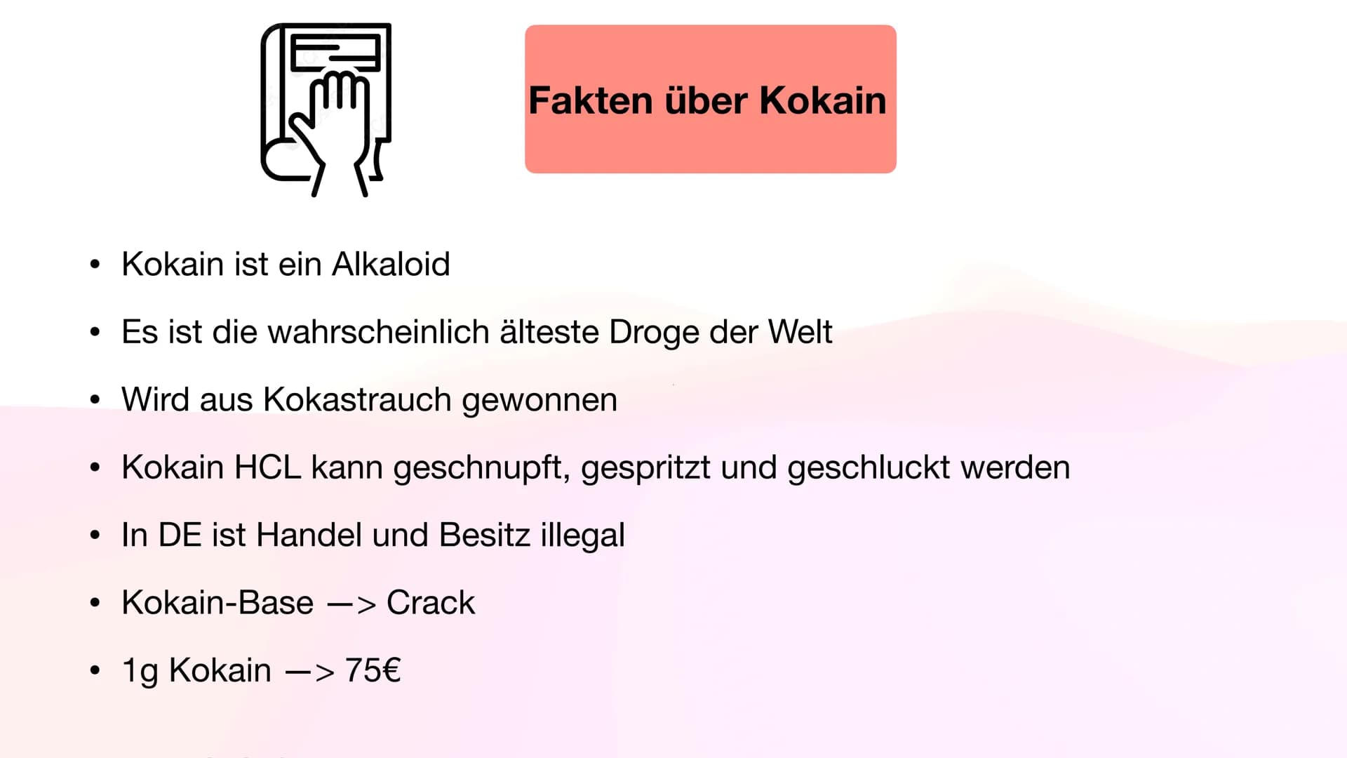 Henning Buttler und Oliver Nguyen
Kokain
H3C-N.
CH3 Inhaltsverzeichnis
Fakten über Kokain
Wirkung auf das Nervensystem
Rauschzustand
Sucht
G