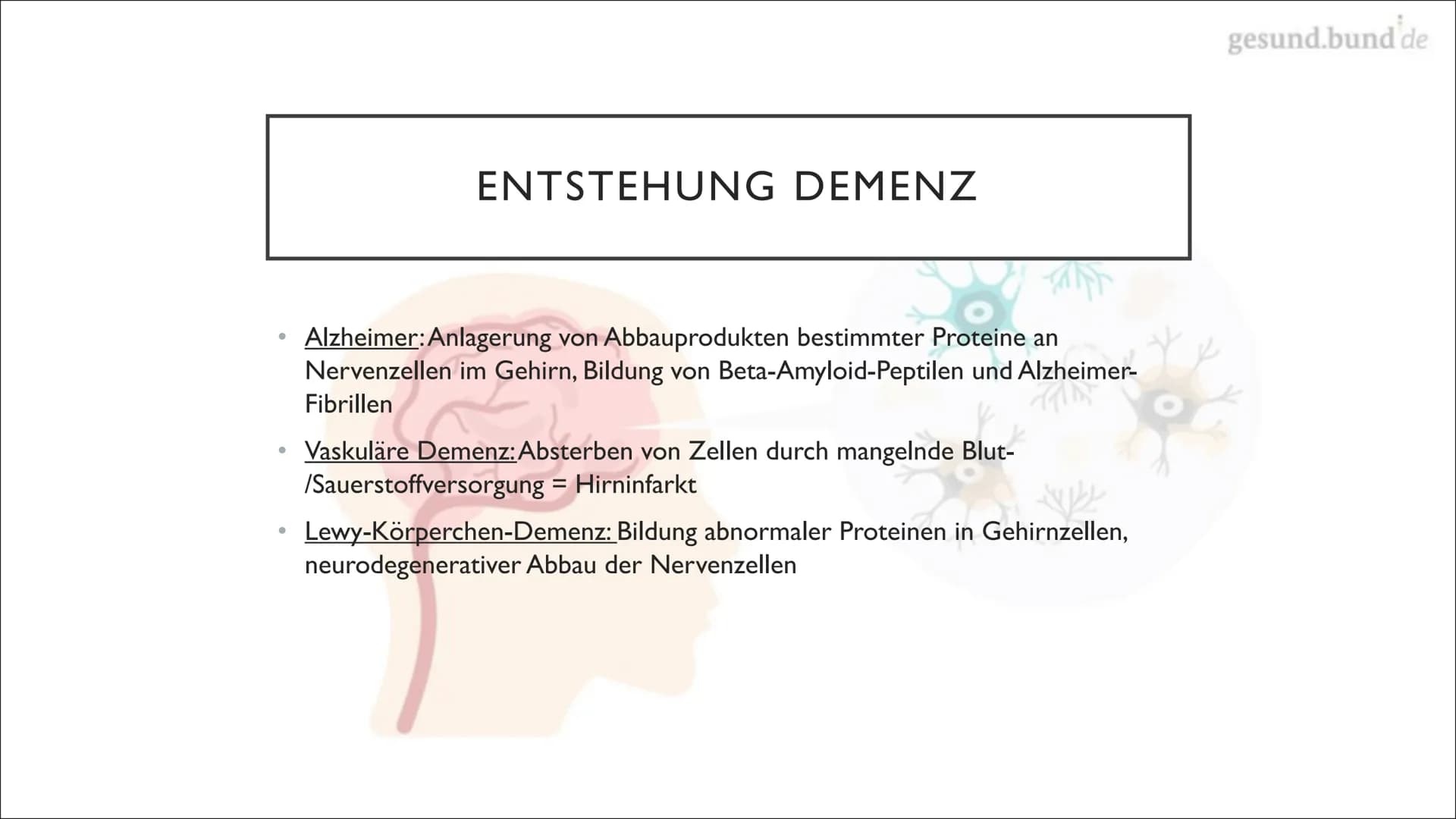 Von Lara, Jasmin B., Vivien
MENSCHEN MIT
ASSISTENZBEDARF IM FILM
DEMENZ ●
• Entstehung
• Symptome
●
●
Definition
Verschiedene Formen
• Diagn