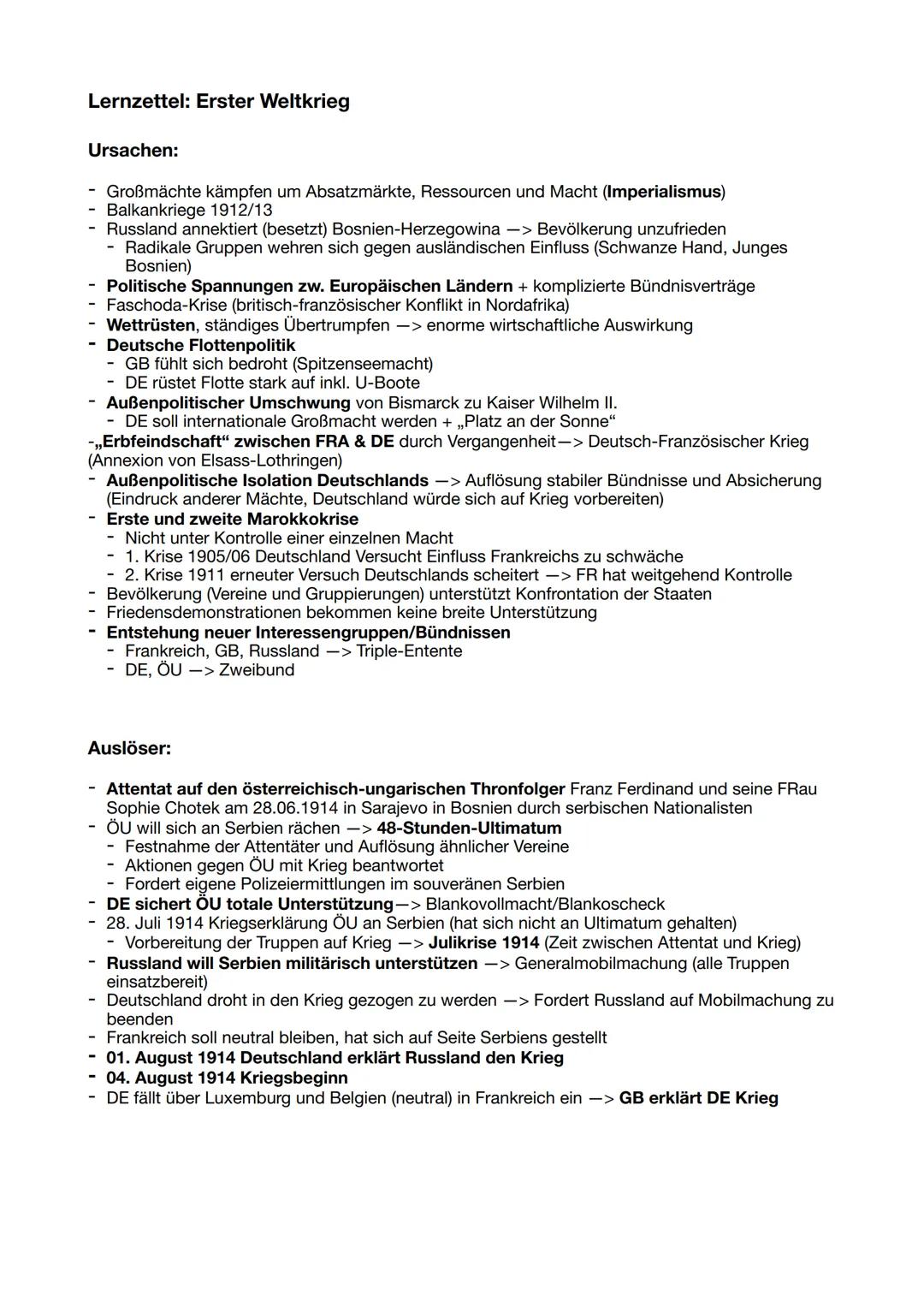 Erster Weltkrieg 