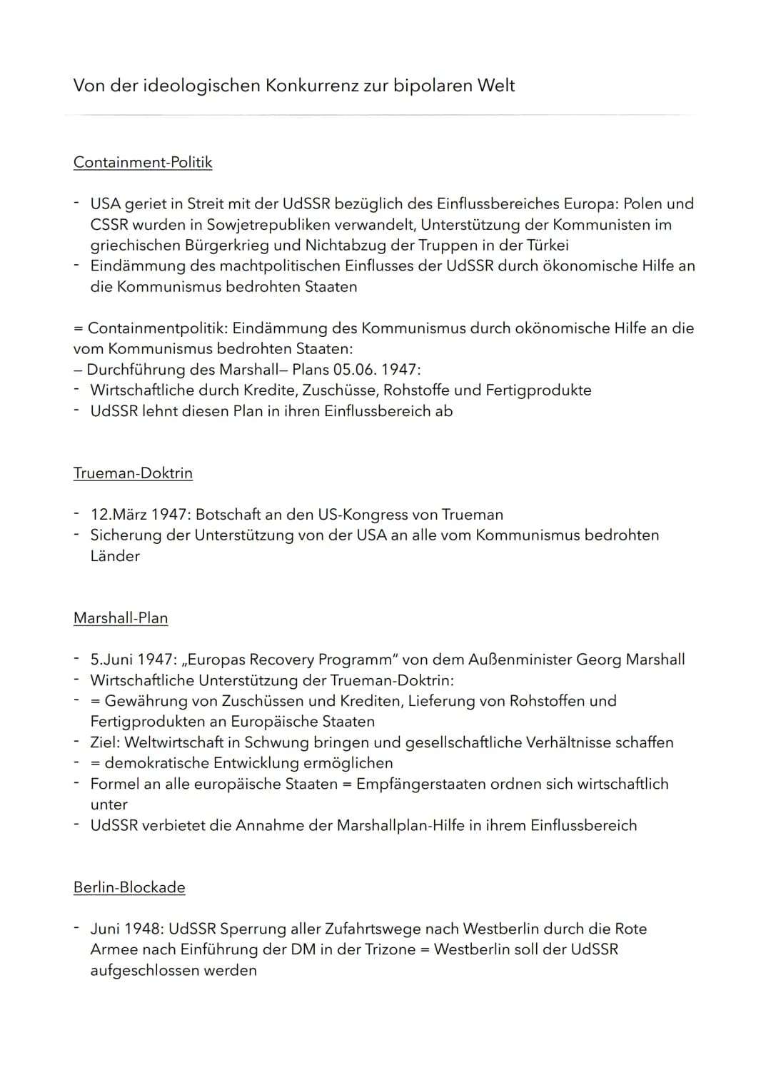 Die Siegermächte
Nachkriegspläne der USA
- ökonomisch gestärkt aus dem Weltkrieg = Territorium war verschont geblieben
- weltweit bedeutends