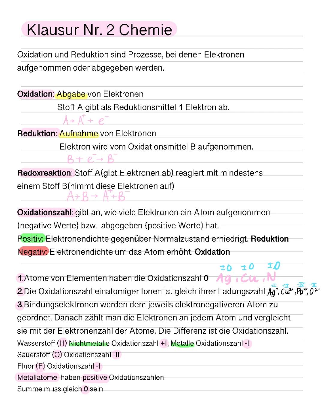 Was ist Oxidation & Reduktion? Beispiele & Übungen für Klasse 8