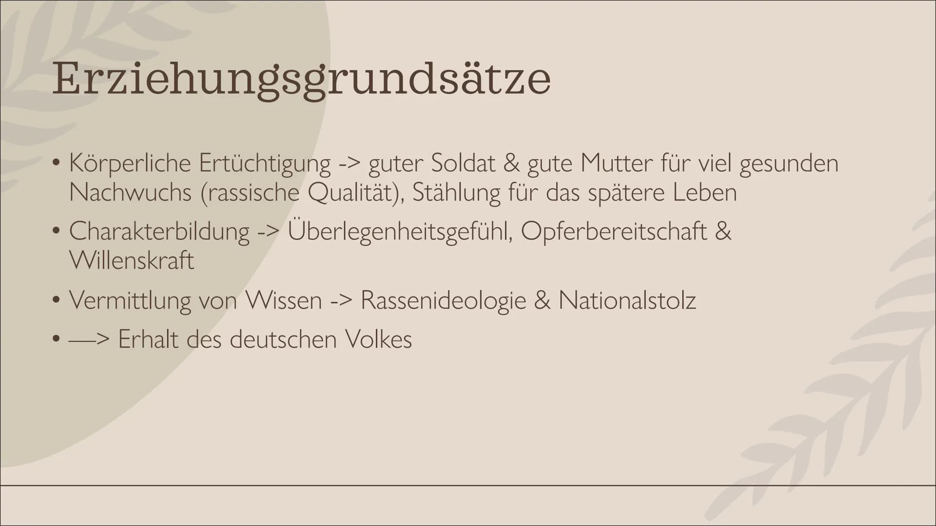 Erziehung im
Nazionalsozialismus Inhalt
Grundprinzipien
Erziehungsgrundsätze
Gebrauchspädagogik
Hj& BDM
Leitmotive
Schule im Nationalsoziali