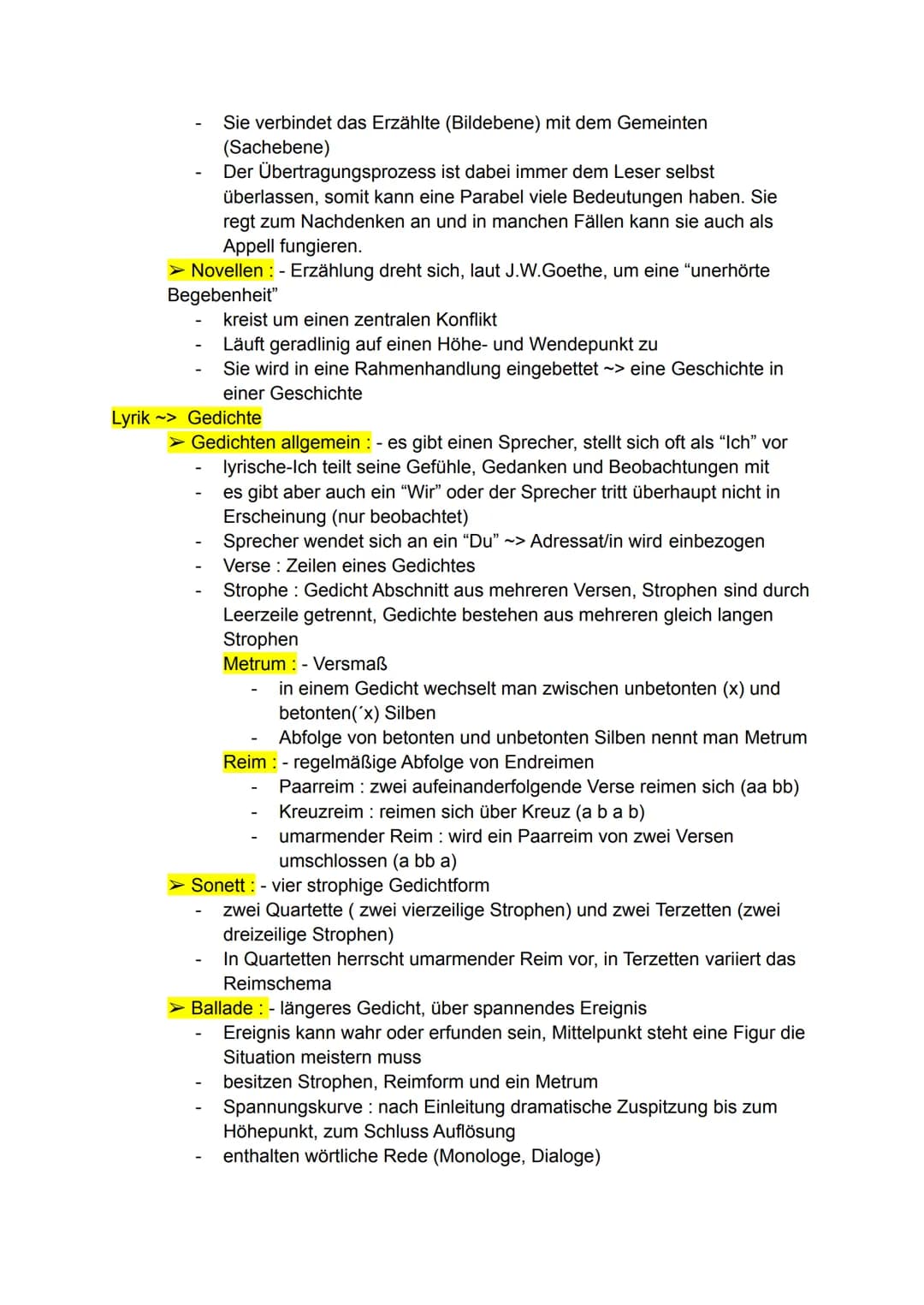 für die schriftliche Prüfung in D Kl. 10
Wiederholungsthemen
1) Gattungen (Merkmale, Textarten)
Epik > Erzählende Texte
Erzählform : 1) Der 