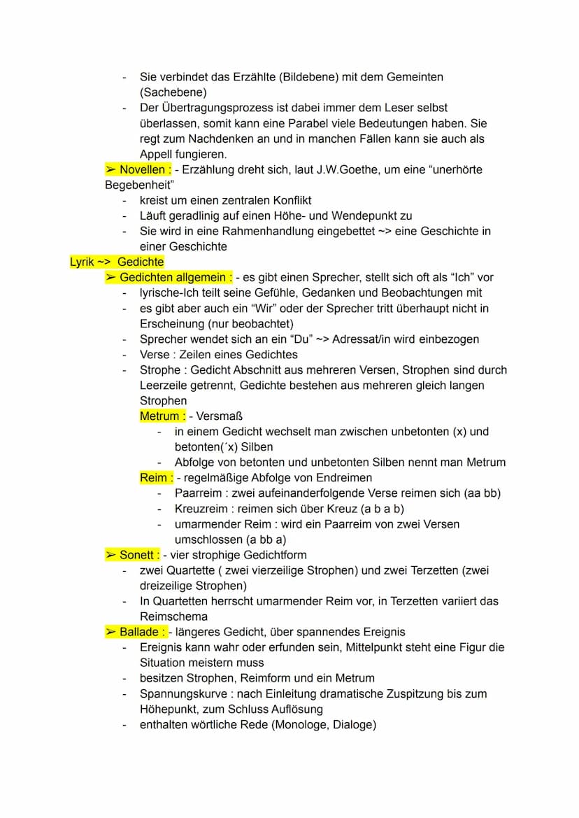 für die schriftliche Prüfung in D Kl. 10
Wiederholungsthemen
1) Gattungen (Merkmale, Textarten)
Epik > Erzählende Texte
Erzählform : 1) Der 