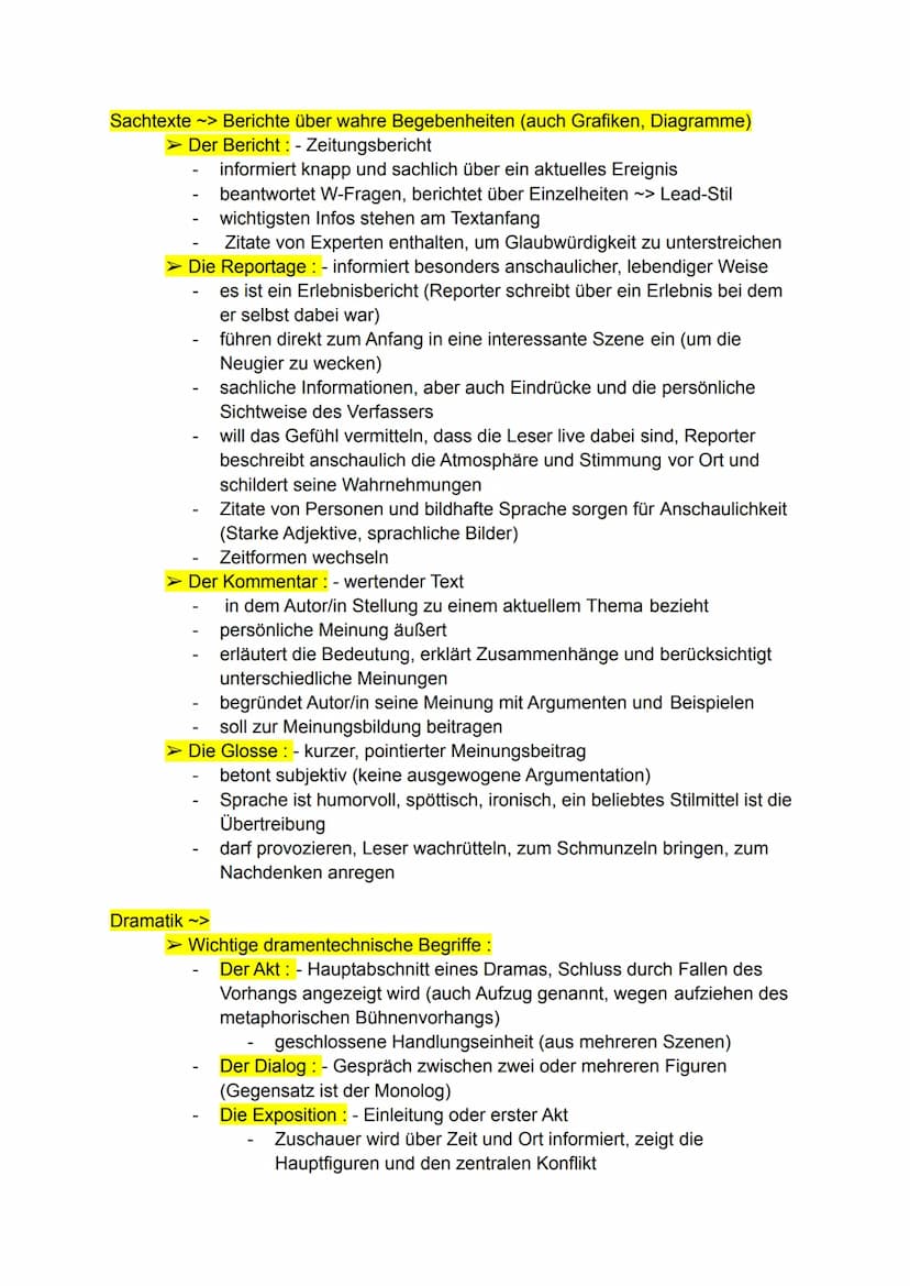 für die schriftliche Prüfung in D Kl. 10
Wiederholungsthemen
1) Gattungen (Merkmale, Textarten)
Epik > Erzählende Texte
Erzählform : 1) Der 