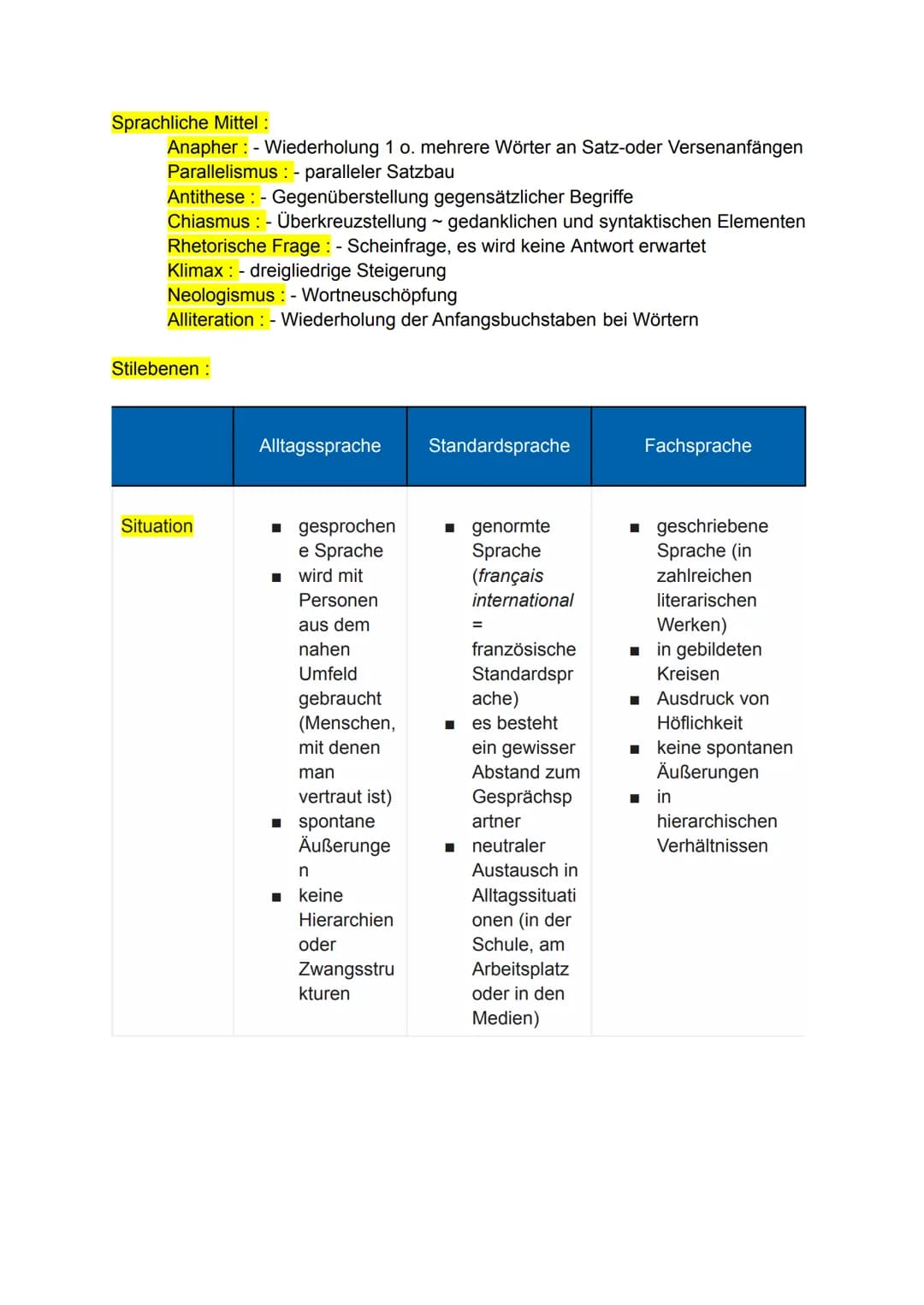 für die schriftliche Prüfung in D Kl. 10
Wiederholungsthemen
1) Gattungen (Merkmale, Textarten)
Epik > Erzählende Texte
Erzählform : 1) Der 