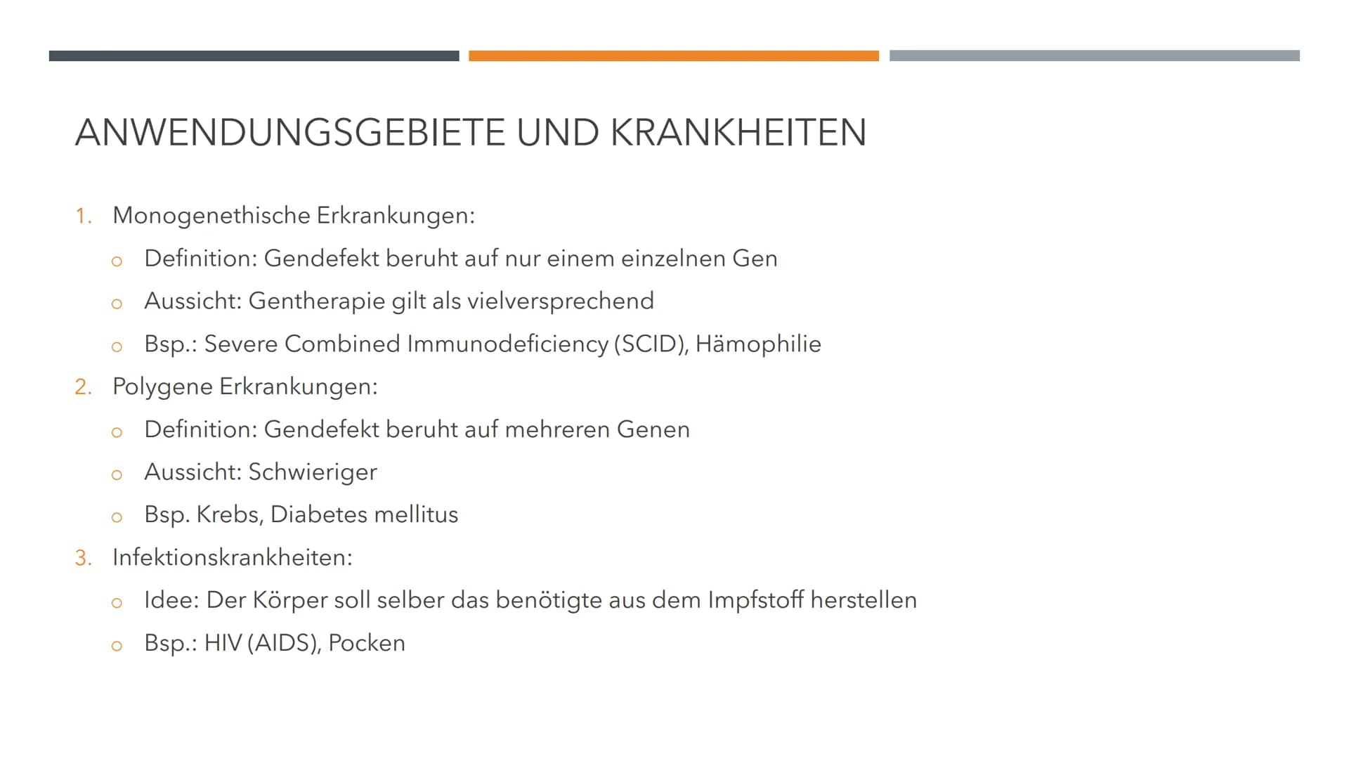 GENTHERAPIE
BIOLOGIE LK INHALTSVERZEICHNIS
1.0 Allgemeines
O
O
2.0 Methoden der Gentherapie
2.1 Somatische Gentherapie
O
O
O
1.1 Vorwissen
1