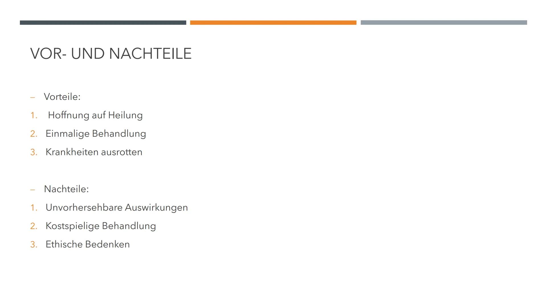 GENTHERAPIE
BIOLOGIE LK INHALTSVERZEICHNIS
1.0 Allgemeines
O
O
2.0 Methoden der Gentherapie
2.1 Somatische Gentherapie
O
O
O
1.1 Vorwissen
1