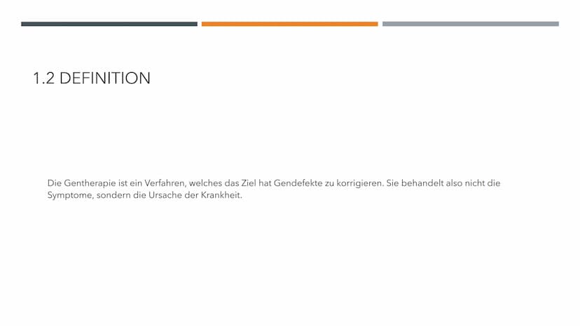 GENTHERAPIE
BIOLOGIE LK INHALTSVERZEICHNIS
1.0 Allgemeines
O
O
2.0 Methoden der Gentherapie
2.1 Somatische Gentherapie
O
O
O
1.1 Vorwissen
1