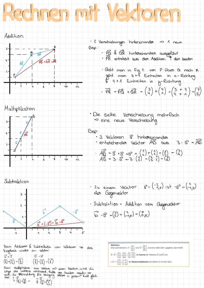Analytische Geometrie
Grundlagen
Definition Vektor
Aufstellen von Vektoren
: Additionsverfahren für LGS beherrschen
Lineare Unabhängigkeit &