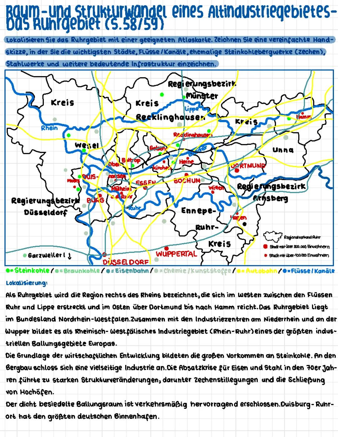 Raum- u. Strukturwandel eines Altindustriegebietes - Das Ruhrgebiet