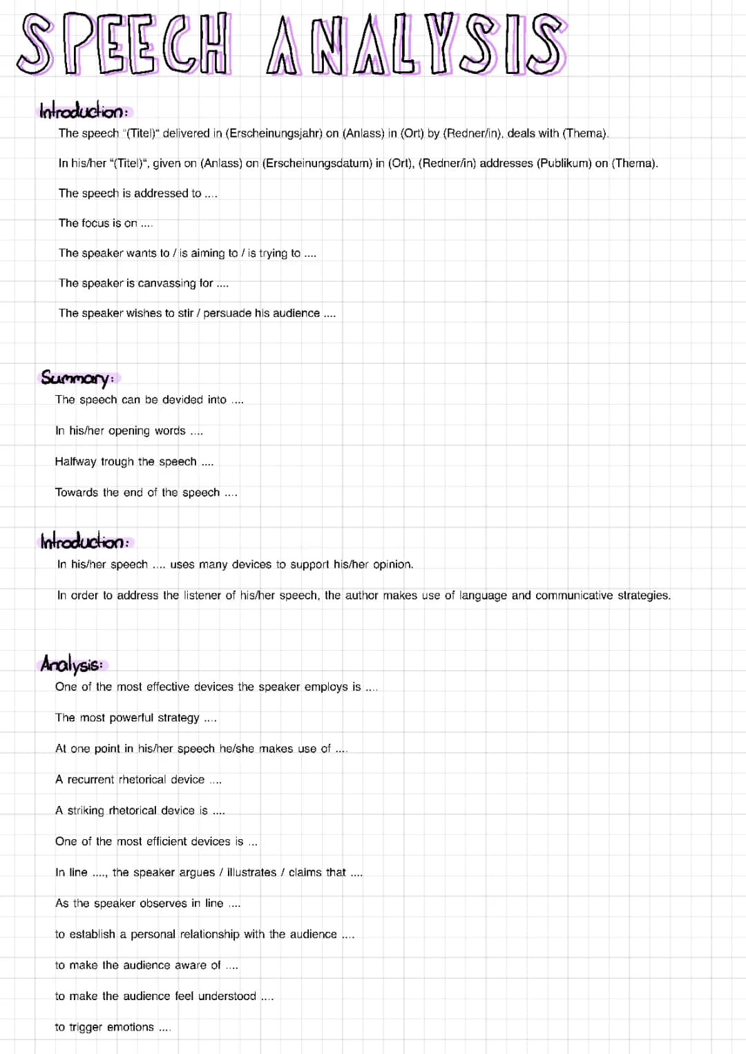 Speech Analysis Example PDF & Useful Phrases