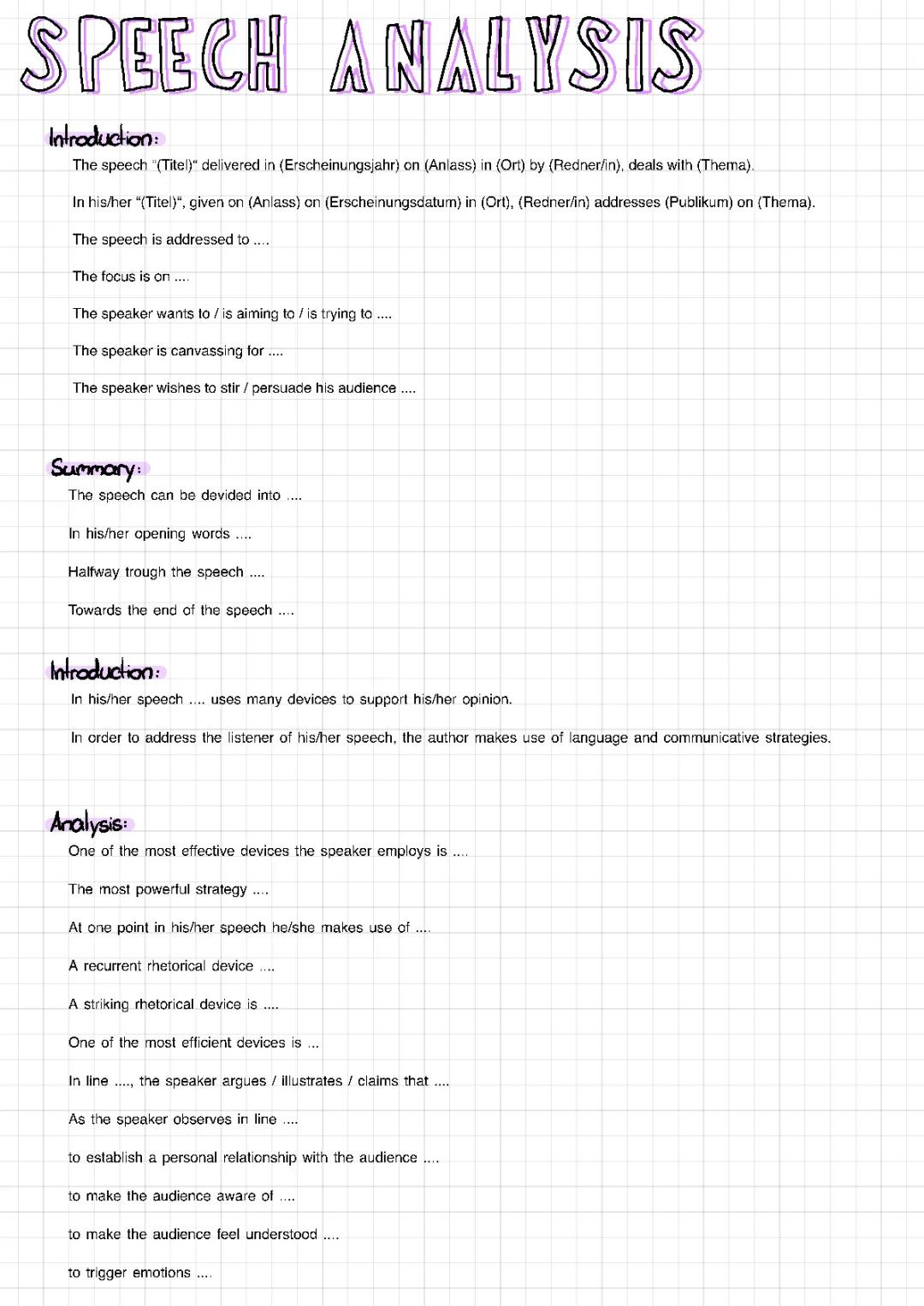 Speech Analysis Example PDF & Useful Phrases
