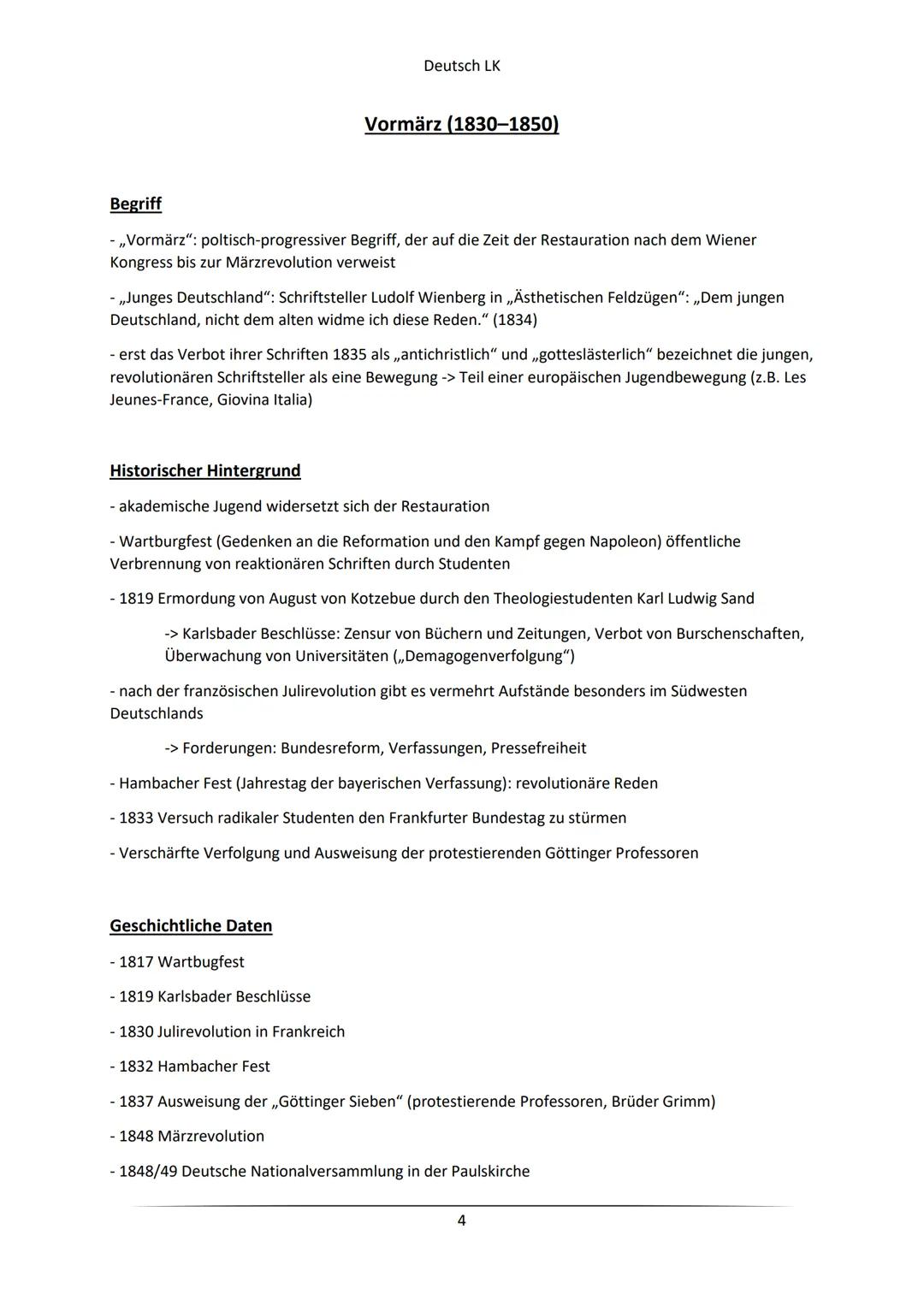 Deutsch LK
Frührealismus (1815-1848)
Spaltung in 2 Strömungen, die parallel zueinander verlaufen
-> Biedermeier
-> Vormärz/ Das junge Deutsc
