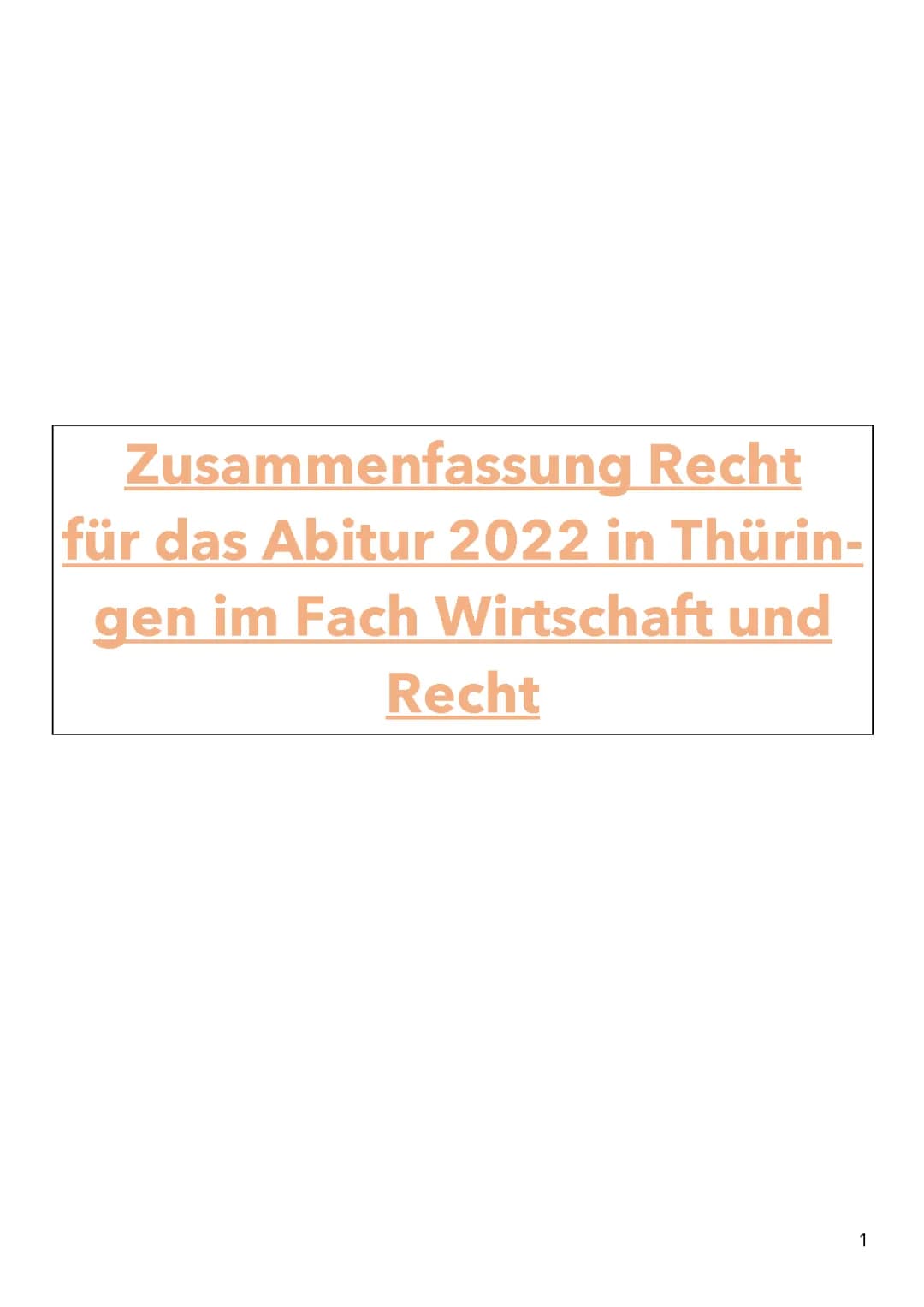 Recht - Wirtschaft und Recht Abi Thüringen
