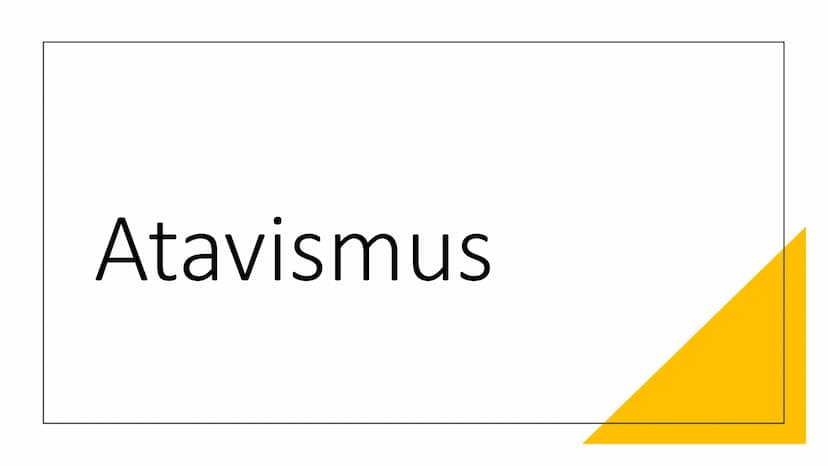 Atavismen und
Rudimente Inhaltsverzeichnis
●
• 2. Rudimente (Organrudimente)
2.1 Definiton Rudimente
1. Atavismus
1.1 Defintion Atavismus
1.