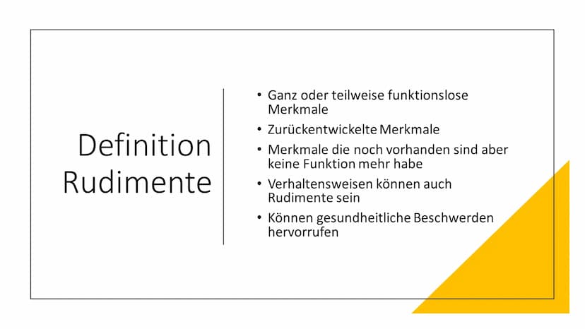 Atavismen und
Rudimente Inhaltsverzeichnis
●
• 2. Rudimente (Organrudimente)
2.1 Definiton Rudimente
1. Atavismus
1.1 Defintion Atavismus
1.