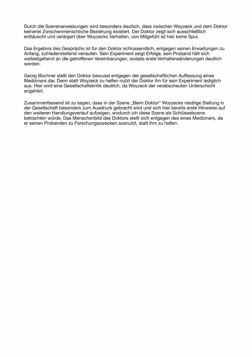 Szenenanalyse
Analysieren Sie die ,,Doktorszene". Berücksichtigen Sie dabei neben Form und Inhalt
auch das Wissenschaftsverständnis sowie da