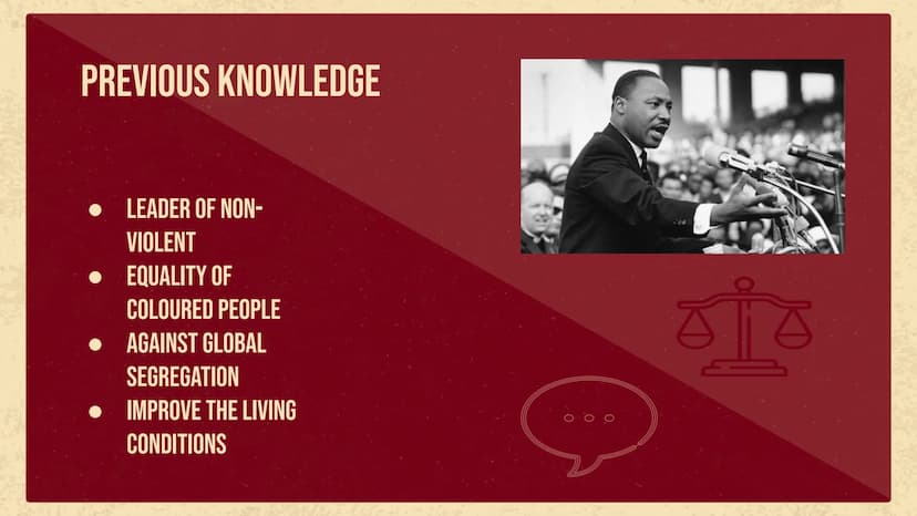 MARTIN LUTHER
KING
from: Ela TABLE OF CONTENTS
01
02
PREVIOUS MARTIN
KNOWLEDGE LUTHER KING PAST
03
04
05
IN THE I HAVE A DREAM HIS DEATH
06
