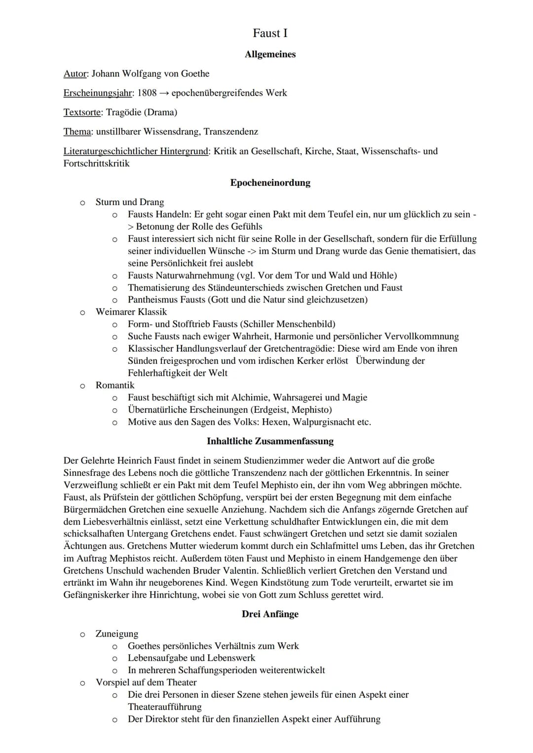 Autor: Johann Wolfgang von Goethe
Erscheinungsjahr: 1808 → epochenübergreifendes Werk
Textsorte: Tragödie (Drama)
Thema: unstillbarer Wissen