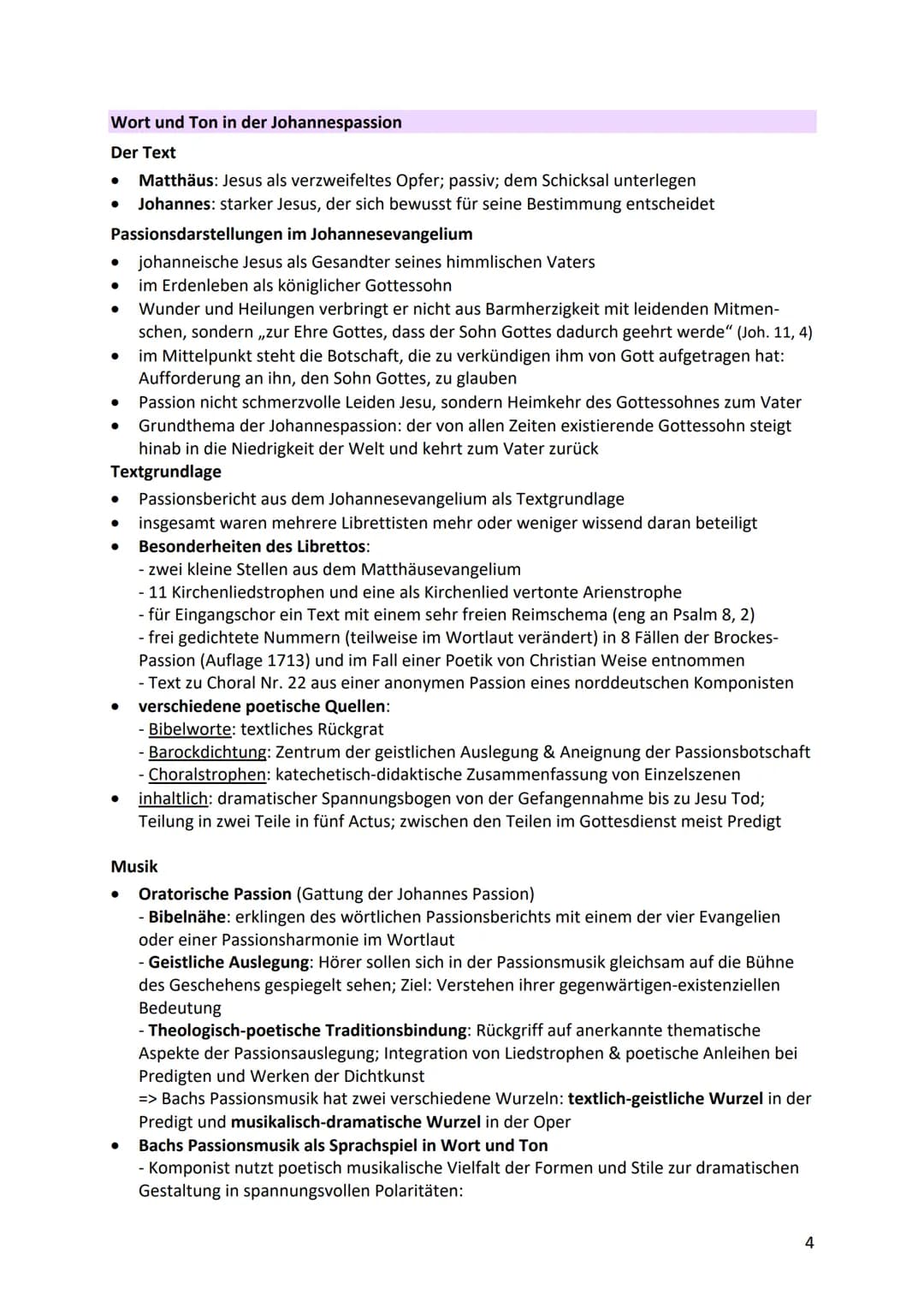 Bach - Johannes Passion
Formen der Passion
Rezitativ: Erzählung der Handlung (oft Evangelist)
-> Solist mit Basso Continuo; solistischer ins