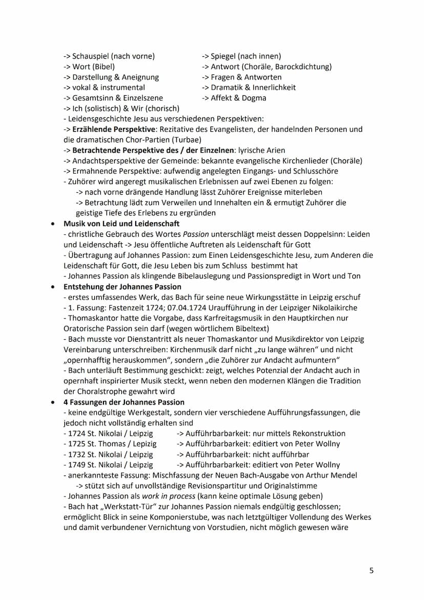 Bach - Johannes Passion
Formen der Passion
Rezitativ: Erzählung der Handlung (oft Evangelist)
-> Solist mit Basso Continuo; solistischer ins