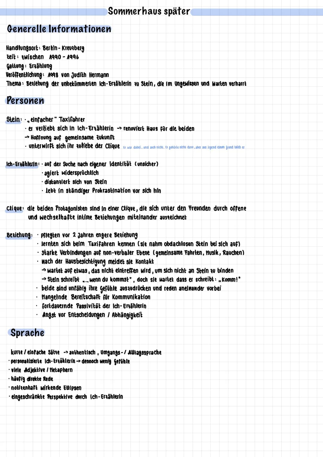 Generelle Informationen
Handlungsort: Bertín - Kreuzberg
zeit zwischen 1990-1996
Gattung: Erzählung
Veröffentlichung: 1998 von Judith Herman