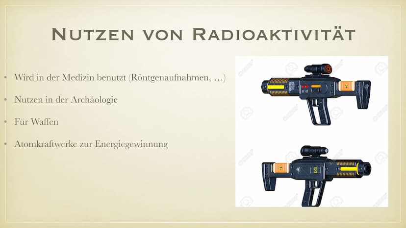 DIE ENTDECKUNG DER
RADIOAKTIVITÄT
Plaj
EMMA K. BEATRIZ P. ●
Was ist Radioaktivität?
• Wieso ist es gefährlich?
• Wie wirkt es auf den mensch