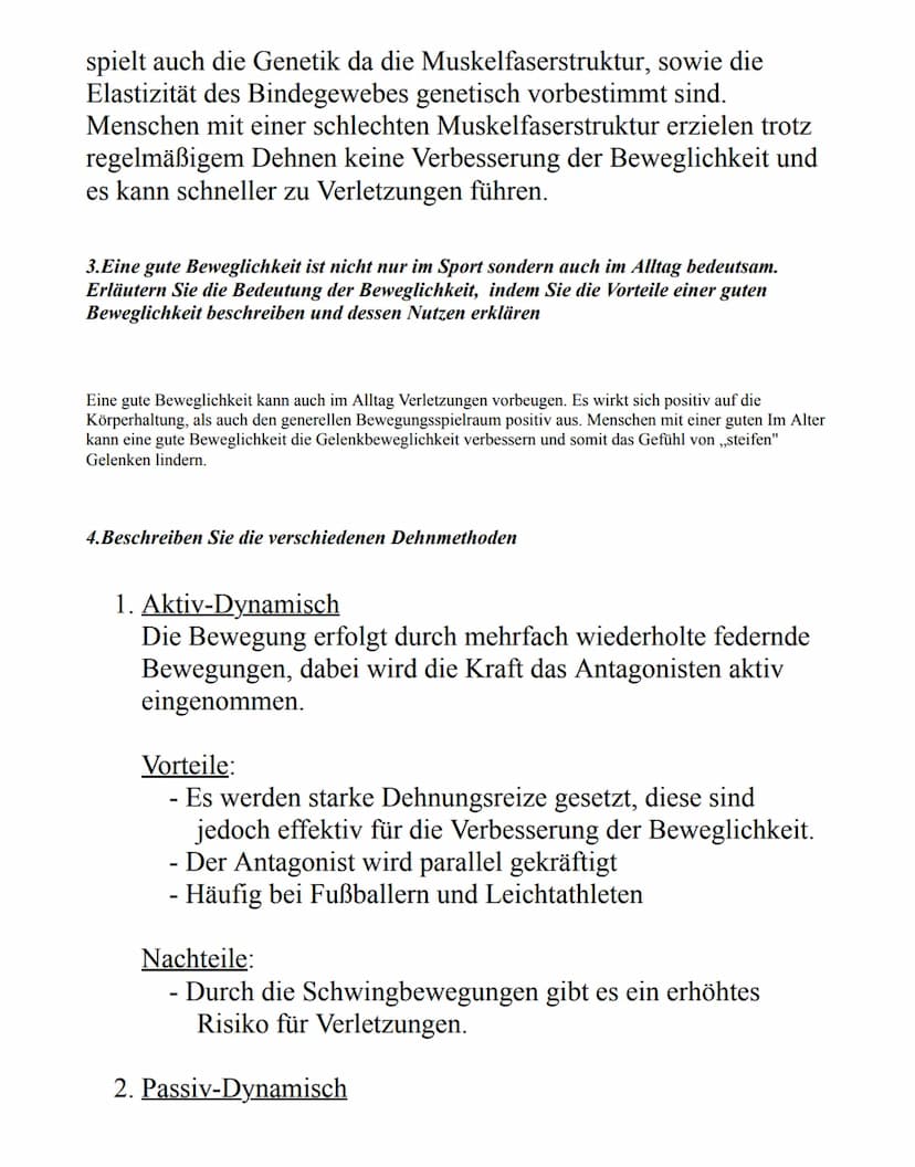 BEWEGLICHKEIT UND
BEWEGLICHKEITSTRAINING
Gliederung:
1. Definieren Sie dem Begriff Beweglichkeit
2. Erläutern Sie die Einflussfaktoren der B