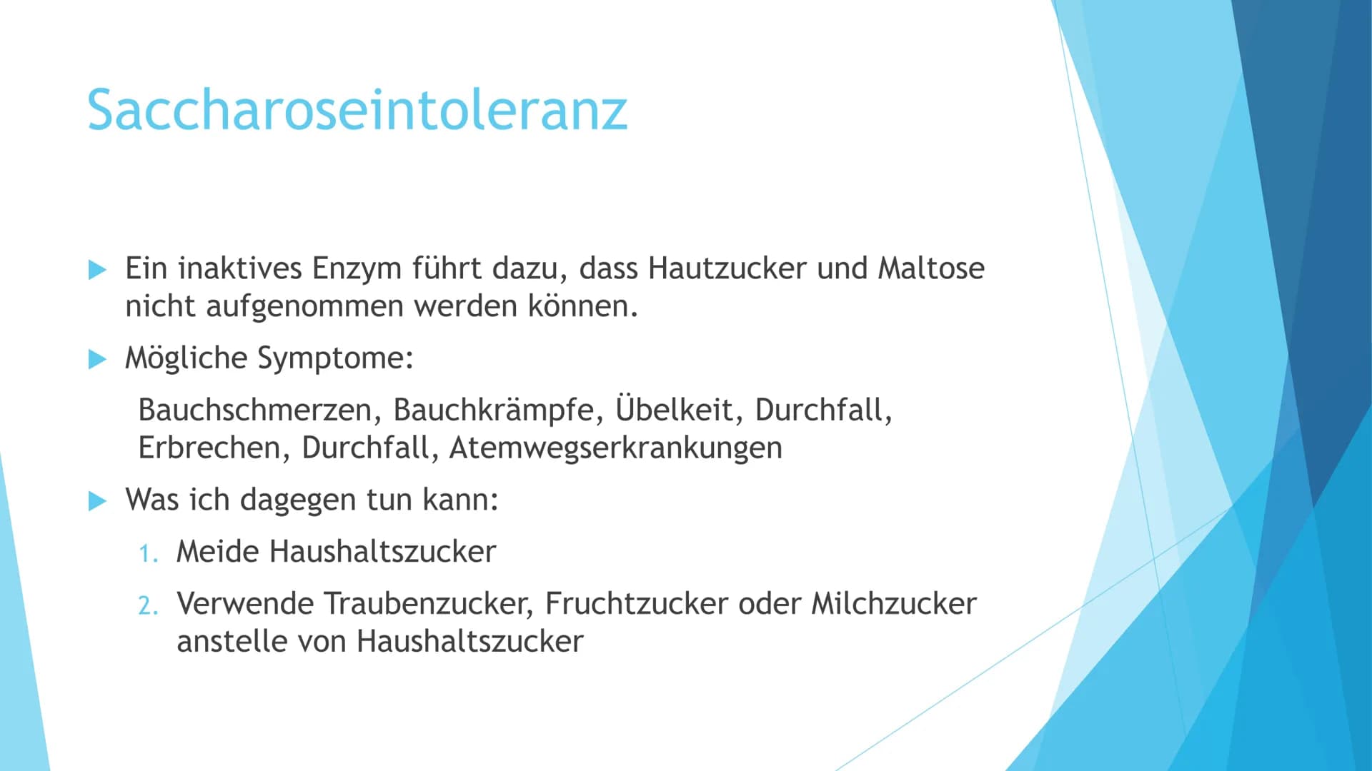 Lebensmittelunverträglichkeit Fructoseintoleranz
► Fructose wird durch ein eingeschränktes Transportsystem im
Dünndarm nicht ausreichend Auf