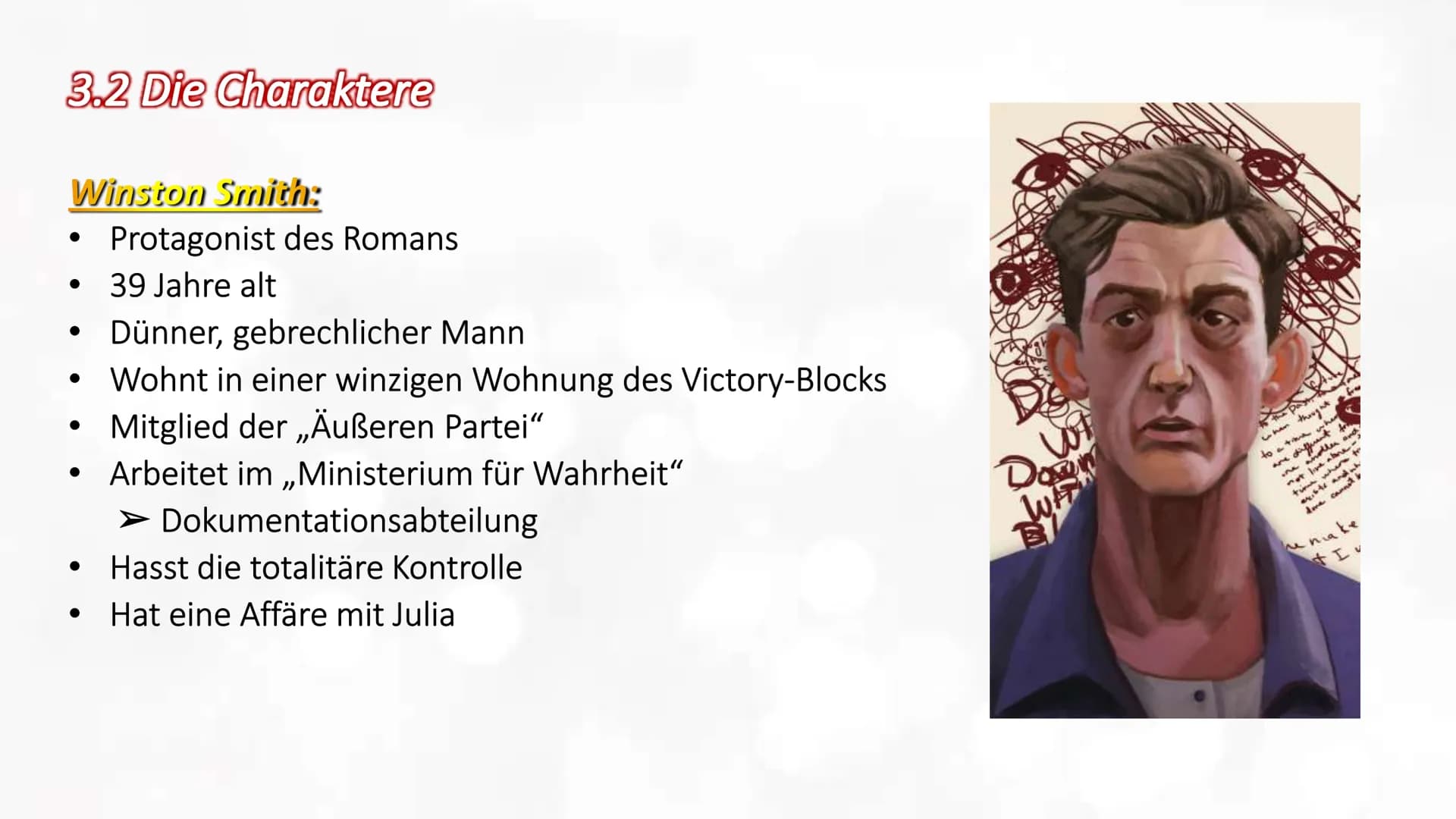1984-George Orwell
1. Autor - George Orwell
2. Genre - Dystopie
3. Inhalt
3.1 Zusammenfassung
3.2 Charaktere
3.3 Das System
3.3.1 Ozeanien
3