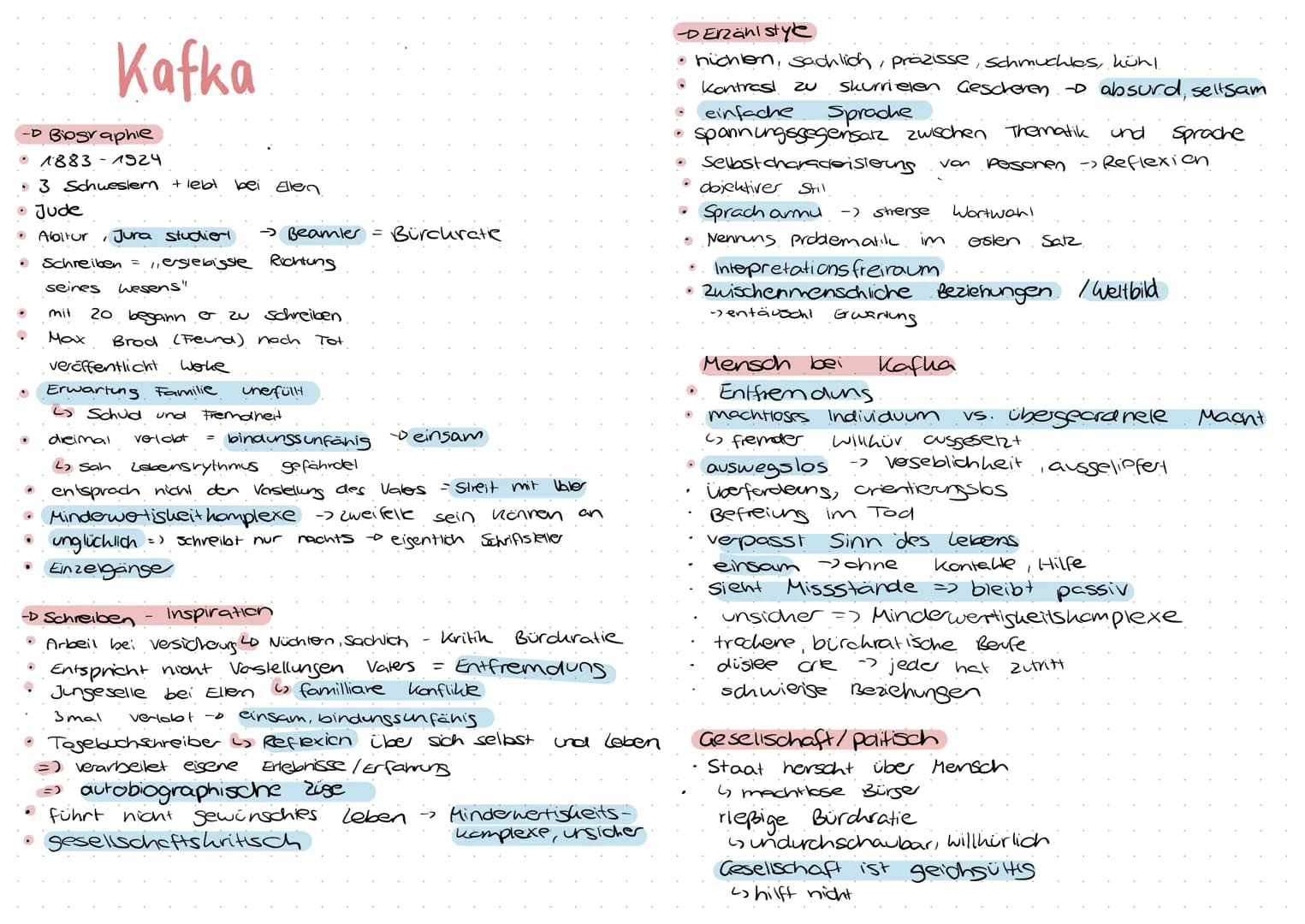 -D Biographie
• 1883 - 1924
.
•
• Jude
Abitur, Jura studier → Beamler =
Schreiben =
,,erglebigste Richtung
seines wesens"
.
.
.
Kafka
3 Schw