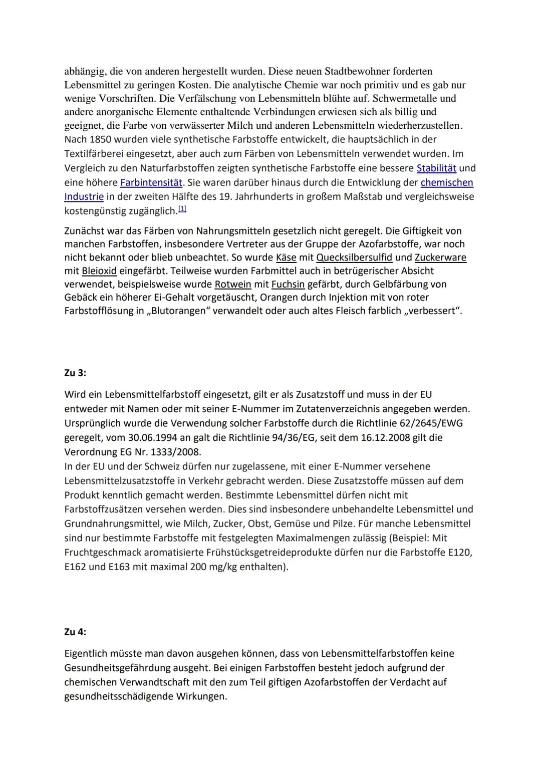 Lebensmittelfarbstoffe
1. Natürliche und synthetische Farbstoffe
2 Geschichte der Lebensmittelfärbung
3. Einteilung in E-Nummern
4. Nebenwir