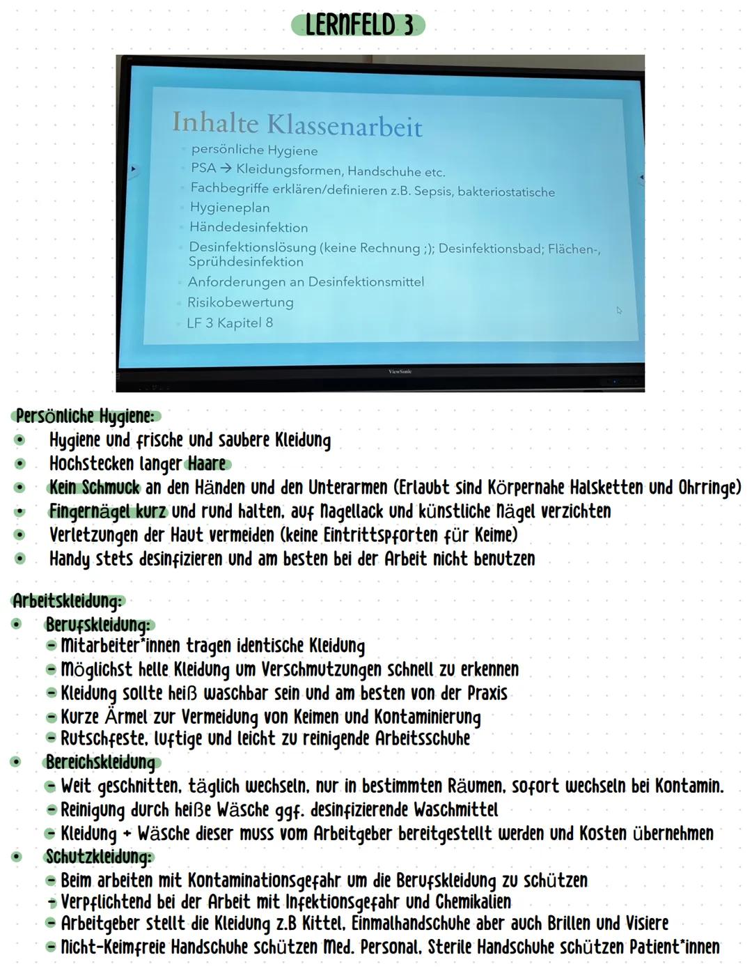 Persönliche Hygiene:
Arbeitskleidung:
-
LERNFELD 3
Hygiene und frische und saubere Kleidung
Hochstecken langer Haare
Kein Schmuck an den Hän