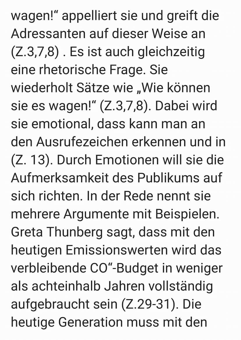 Redeanalyse von Greta Thunberg
Die Rede ,,Wir haben achteinhalb
Jahre Zeit" von Greta Thunberg im
September 2019 in New York im UN-
Gipfel h