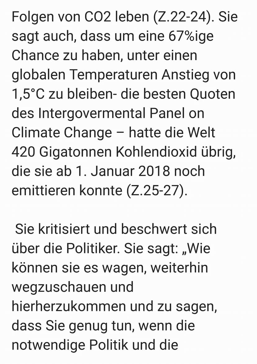 Redeanalyse von Greta Thunberg
Die Rede ,,Wir haben achteinhalb
Jahre Zeit" von Greta Thunberg im
September 2019 in New York im UN-
Gipfel h