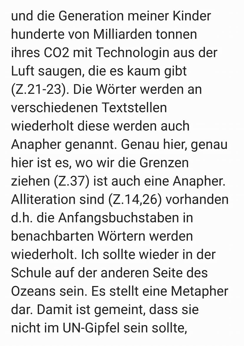 Redeanalyse von Greta Thunberg
Die Rede ,,Wir haben achteinhalb
Jahre Zeit" von Greta Thunberg im
September 2019 in New York im UN-
Gipfel h