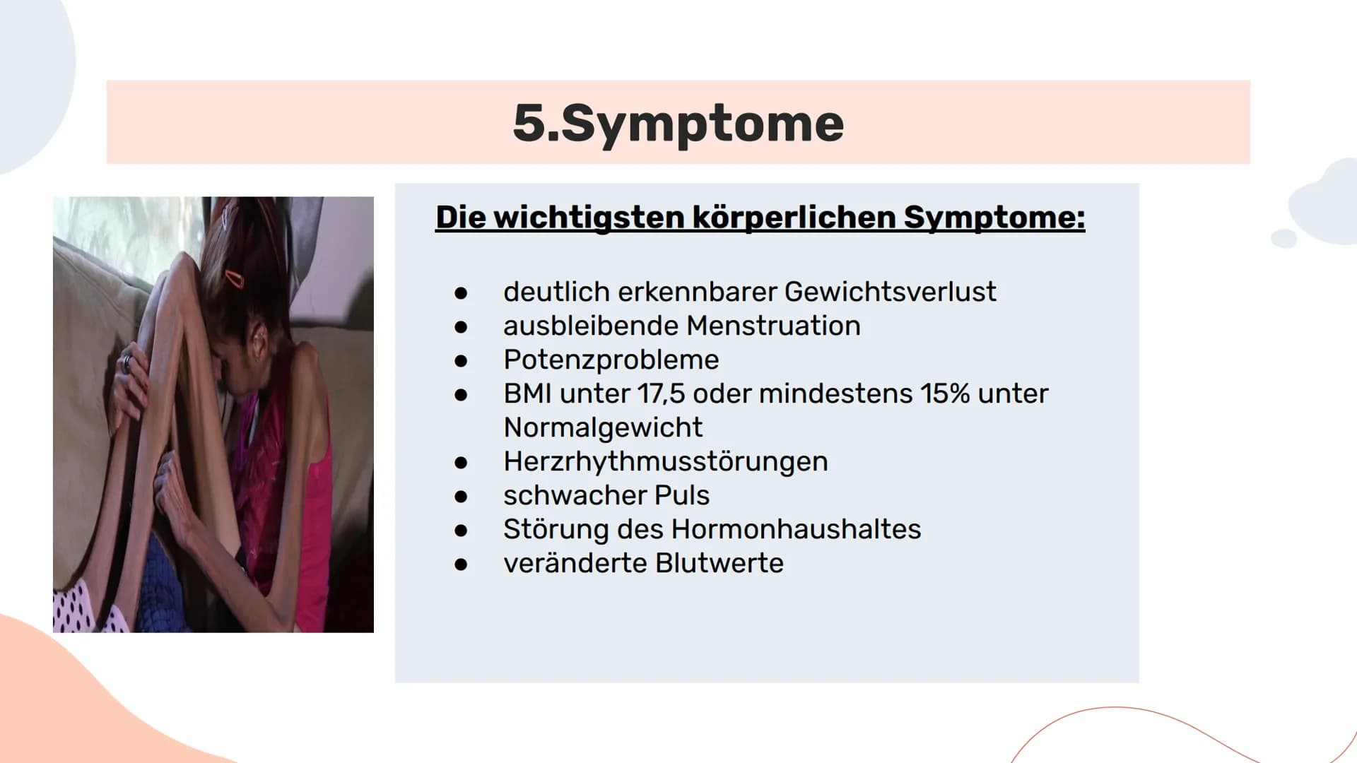 Def: Anorexia Nervosa (Magersucht) = Ist eine schwere psychische Erkrankung →→ wirkt sich
auf Essverhalten aus + Beginn mit meist harmloser 