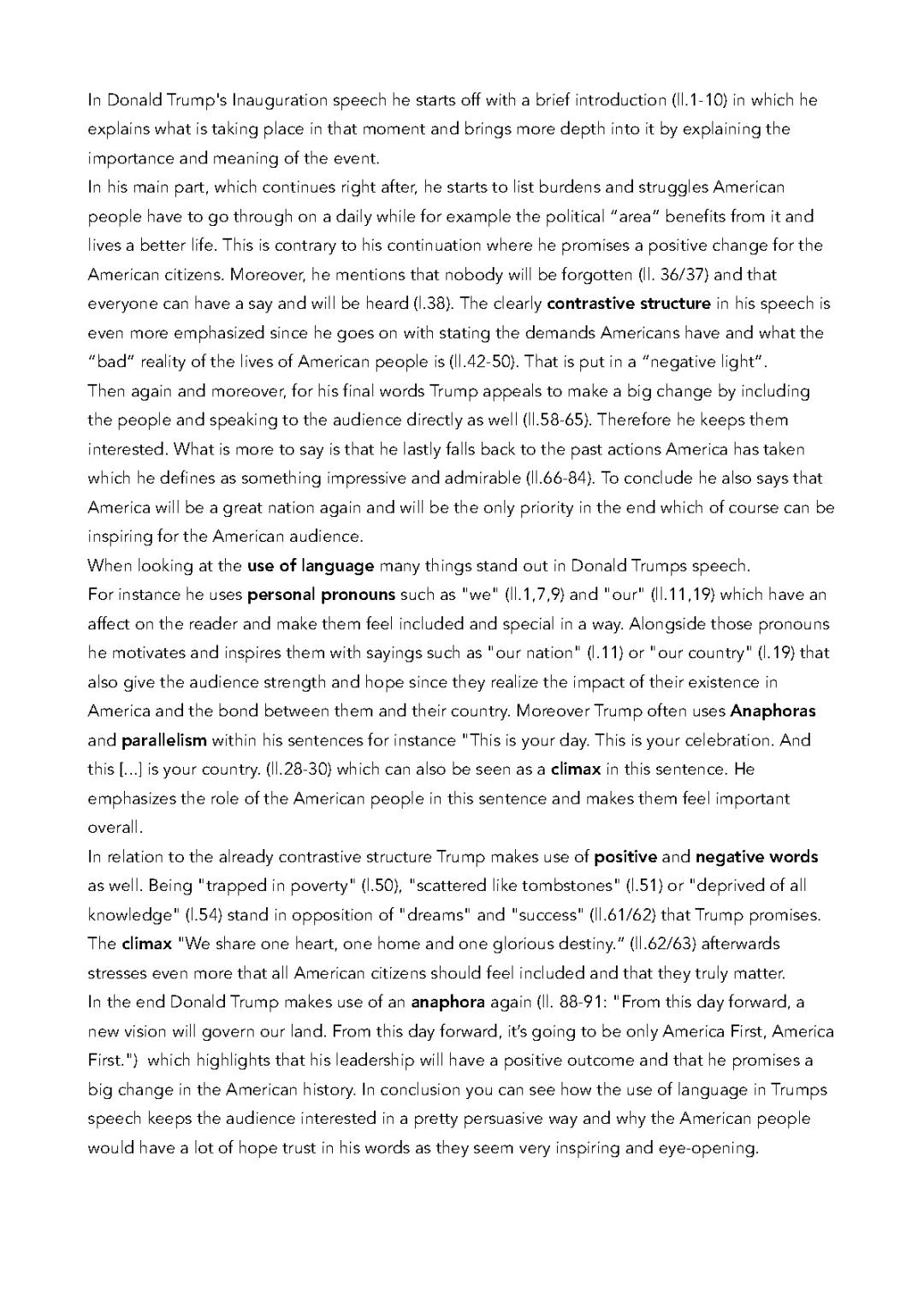 Speech analysis, Donald Trump