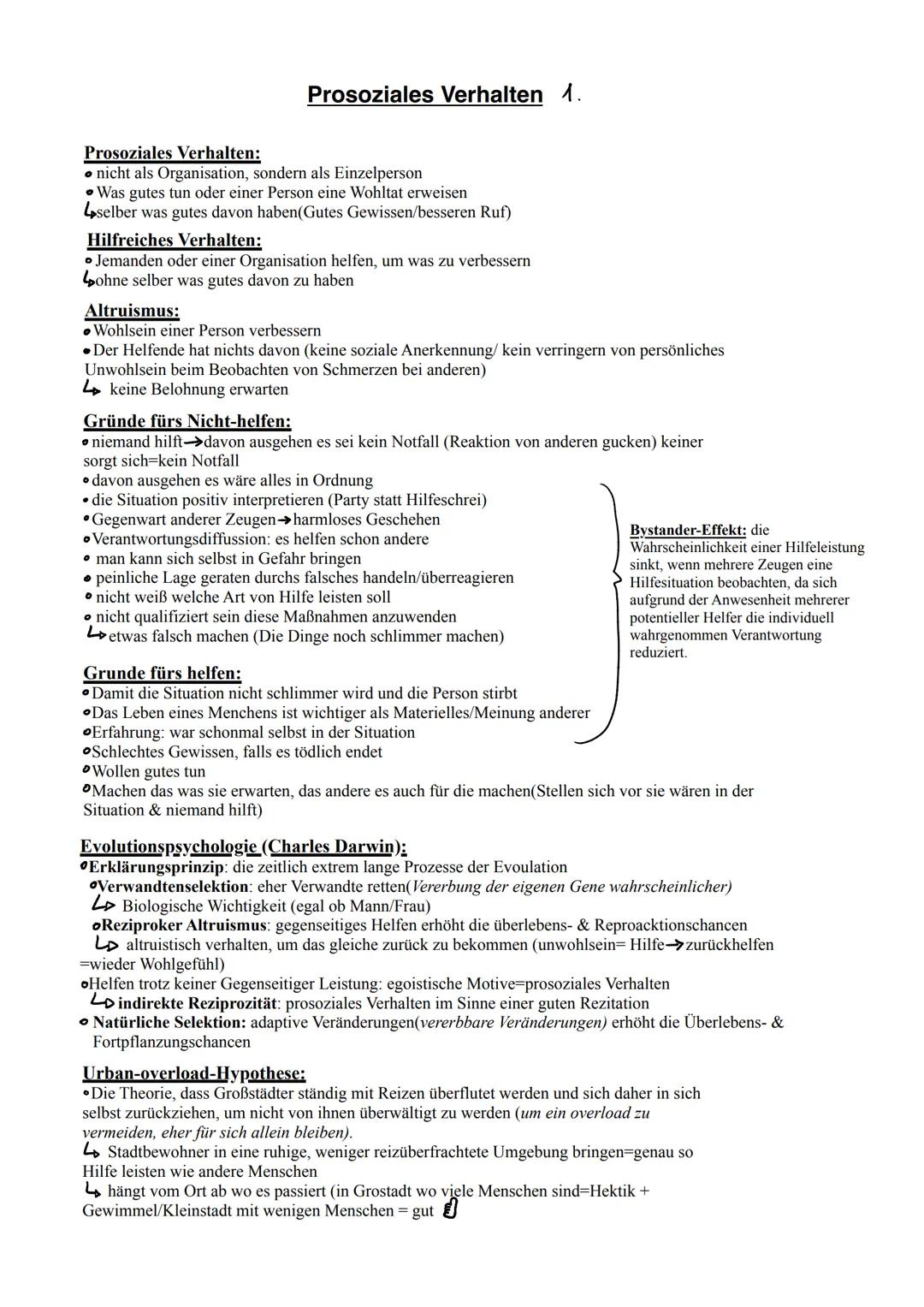 Prosoziales Verhalten 1.
Prosoziales Verhalten:
• nicht als Organisation, sondern als Einzelperson
• Was gutes tun oder einer Person eine Wo