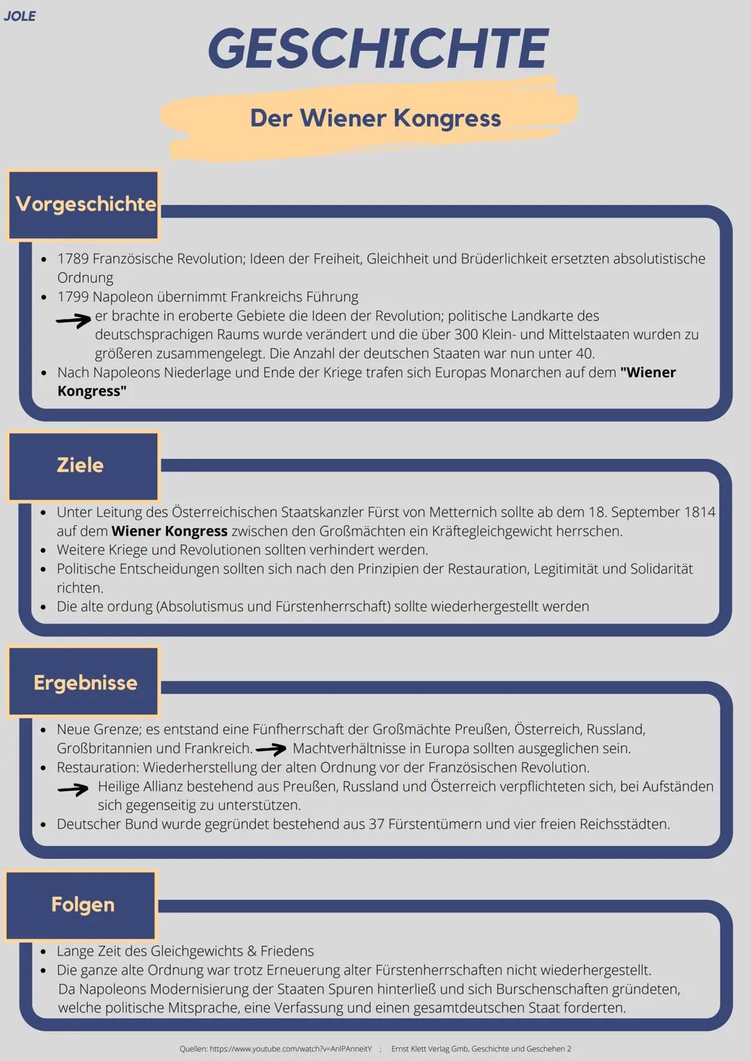 JOLE
GESCHICHTE
Vorgeschichte
• 1789 Französische Revolution; Ideen der Freiheit, Gleichheit und Brüderlichkeit ersetzten absolutistische
Or