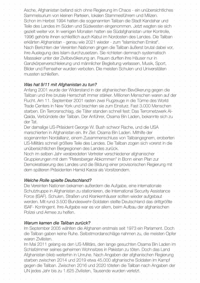 AFGHANISTAN-KONFLIKT
Afghanistan-Konflikt: Wie konnte es so weit kommen? Ein Rückblick -
Von Nina Magoley
Seit Jahrzehnten befindet sich Afg