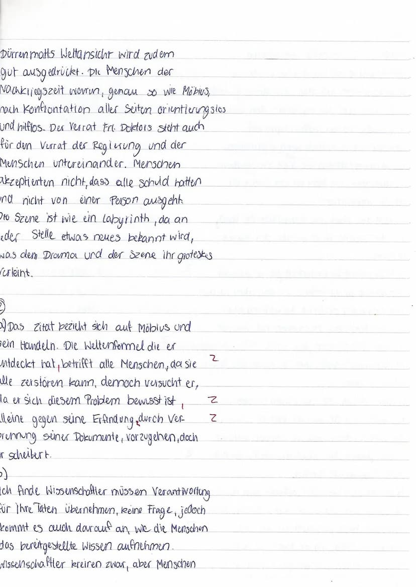 EF/D/Kri
Dramenszenenanalyse
Friedrich Dürrenmatt: ,,Die Physiker"
Klausur Nr. 2
Name :
1. Analysieren Sie den Szenenausschnitt S. 58, Z.8 -