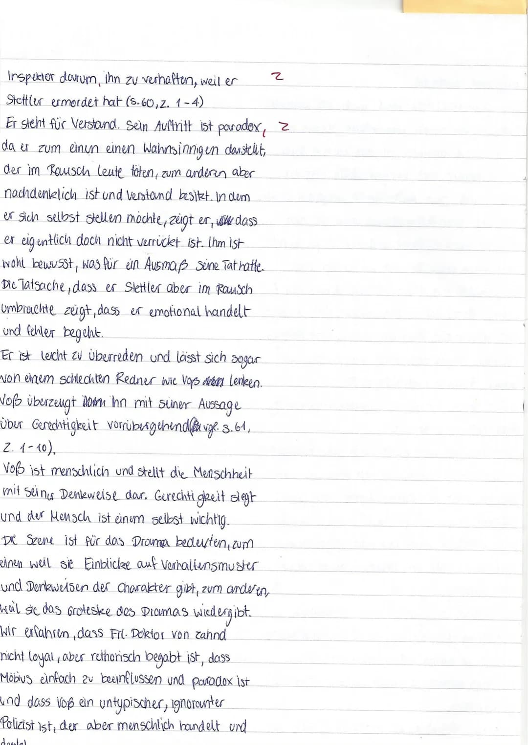 EF/D/Kri
Dramenszenenanalyse
Friedrich Dürrenmatt: ,,Die Physiker"
Klausur Nr. 2
Name :
1. Analysieren Sie den Szenenausschnitt S. 58, Z.8 -