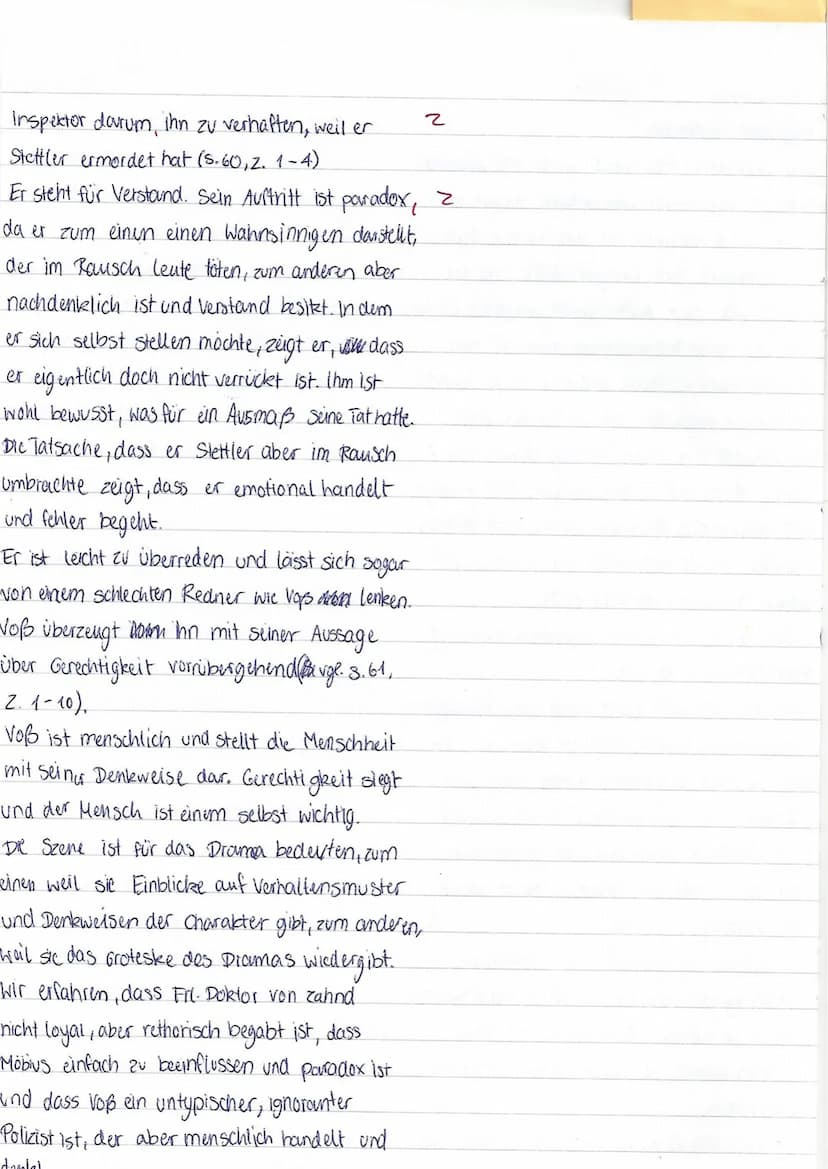 EF/D/Kri
Dramenszenenanalyse
Friedrich Dürrenmatt: ,,Die Physiker"
Klausur Nr. 2
Name :
1. Analysieren Sie den Szenenausschnitt S. 58, Z.8 -