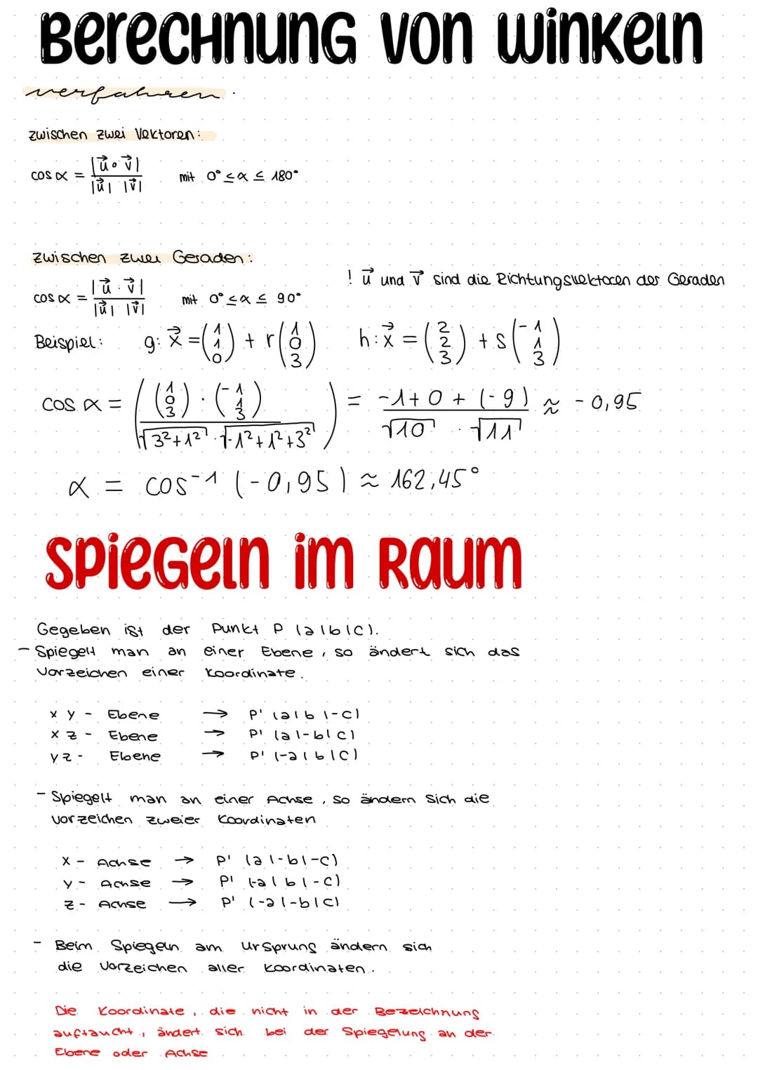 Skalar produkt
Basis wissen
3. b = a₁ b₁ + a₂ b₂ + 23 63.
Bsp.:
(1)-(1)-
länge bzw. Betrag eines Vektors
161=
IPOI
=
cos (x) =
Bsp..
Basiswi