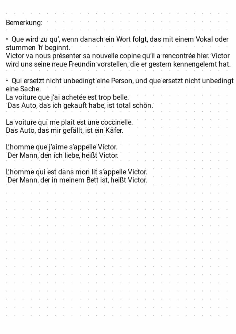 Les pronoms relatifs
(Die Relativpronomen)
Relativpronomen: qui und que
Relativpronomen (qui, que, où, dont, lequel, etc.) beziehen sich auf