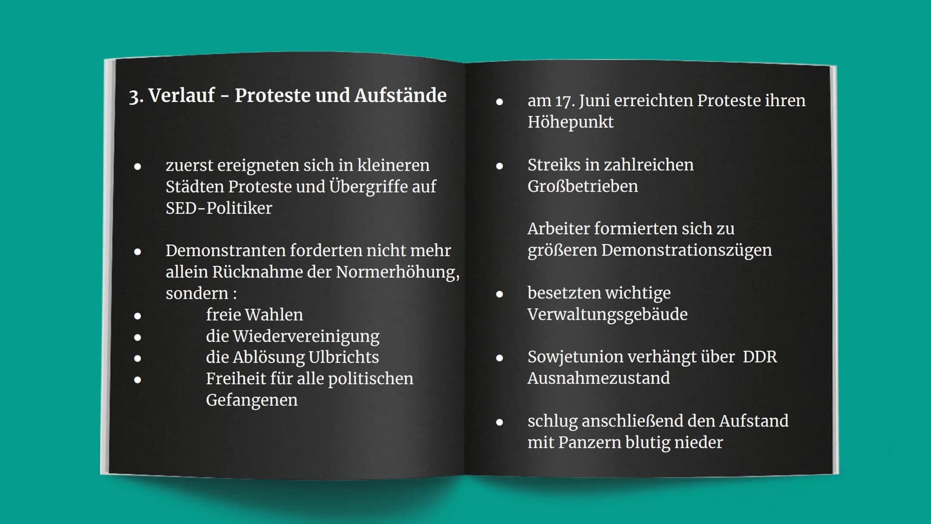 Volksaufstand 195
Aufstand gegen das DDR-Regime
Gliederung
1. Volksaufstand 1953
2. Hintergrund
2.1 Normerhöhung
2.2 Neuer Kurs
3. Verlauf -